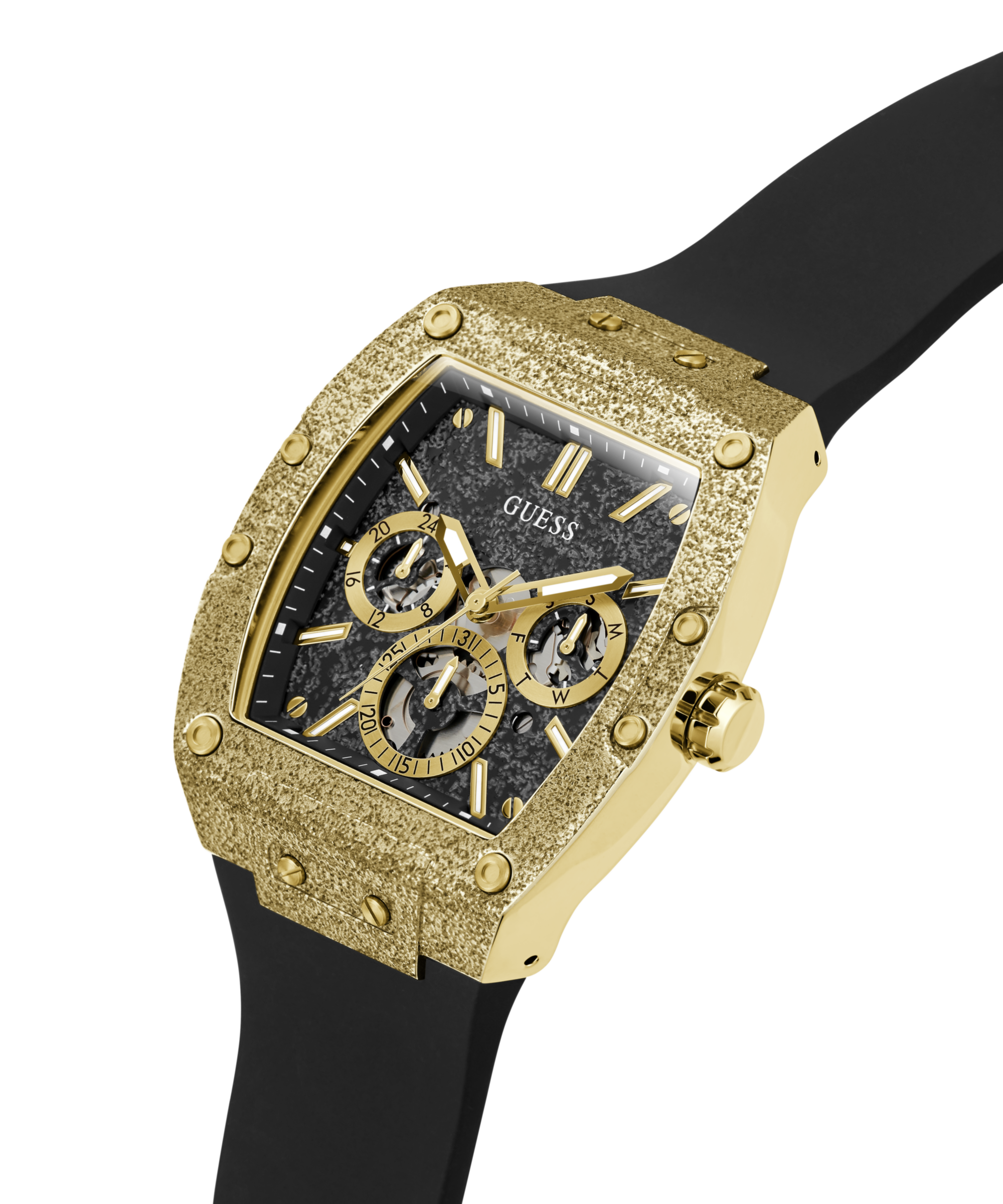 Guess Multifunktionsuhr »PHOENIX FROST« Quarzuhr, Armbanduhr, Herrenuhr, Silikonarmband, analog, Tag