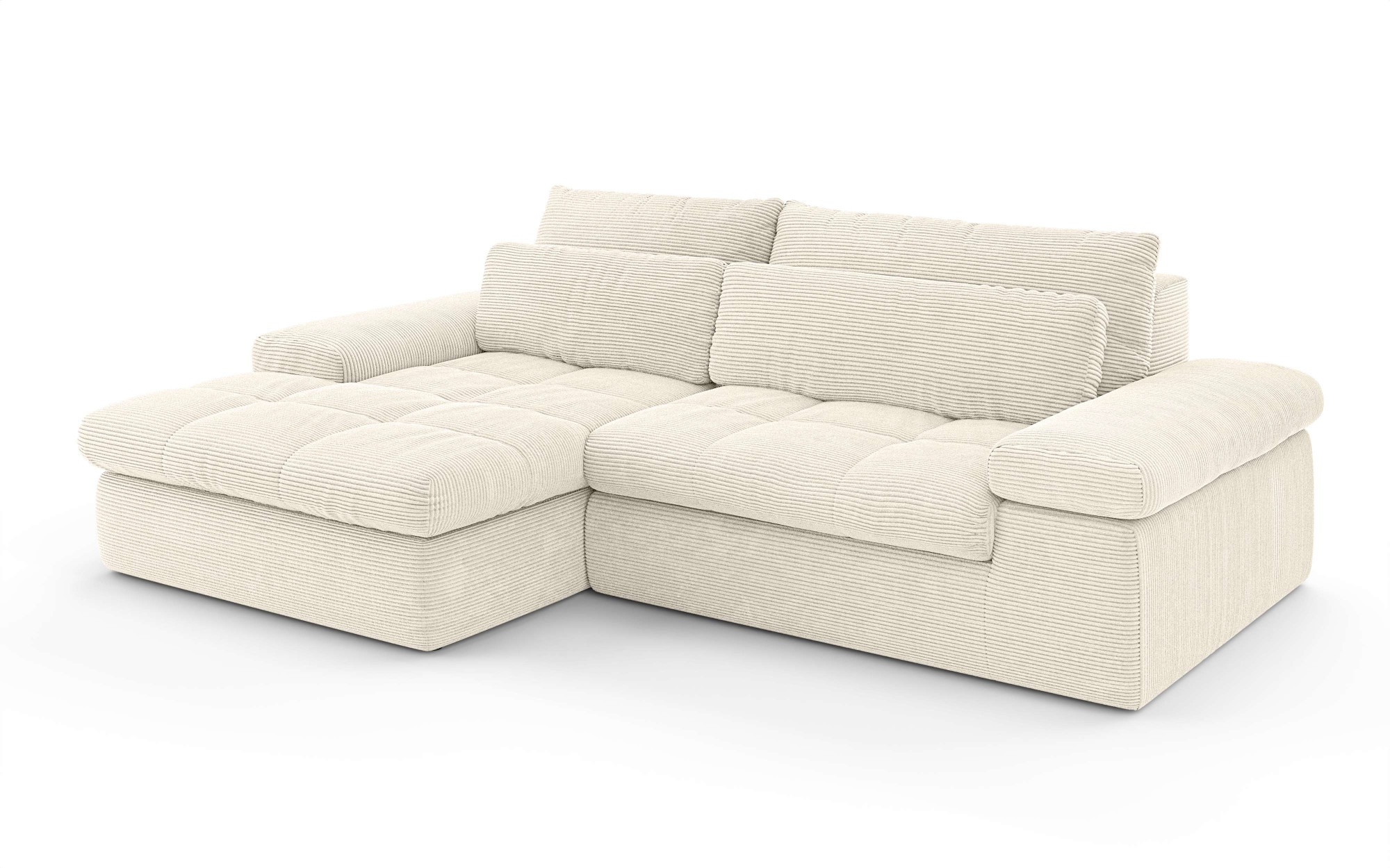 Home affaire Ecksofa »ALVERIE mit Recamiere, moderne Steppung, Maße: B/T/H 274/203/106 cm«, L-Form mit Wellenunterfederung, mit 4 Rückenkissen, pflegeleicht Stoff