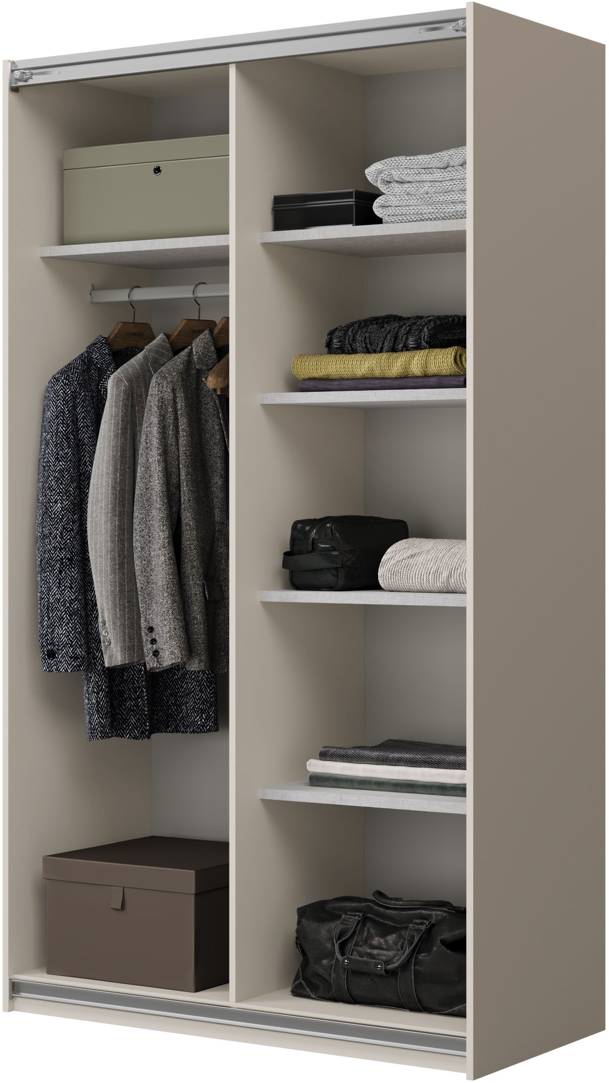 Home affaire Schiebetürenschrank »Cube Garderobenschrank incl.kompletter Innenausstattung« Moderner Kleiderschrank, Schiebetürenschrank, Garderobe