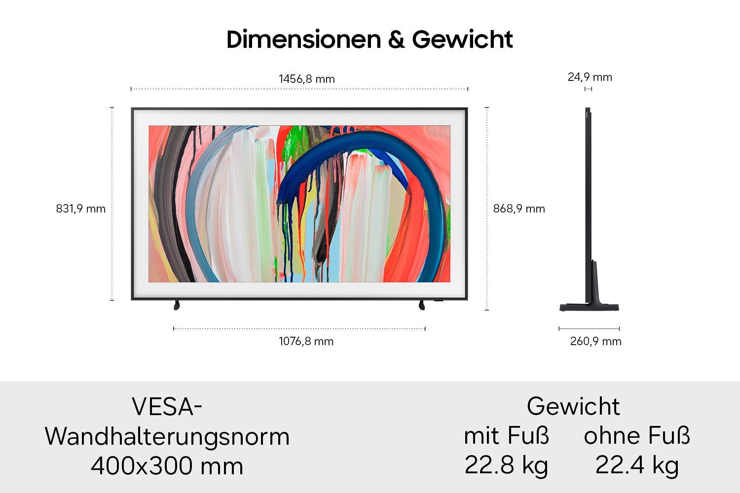 Samsung QLED-Fernseher »GQ65LS03HAU« 163 cm/65 ″ Smart-TV The Frame, Art Mode Kunstwerke, Antireflexion, Rahmen austauschbar