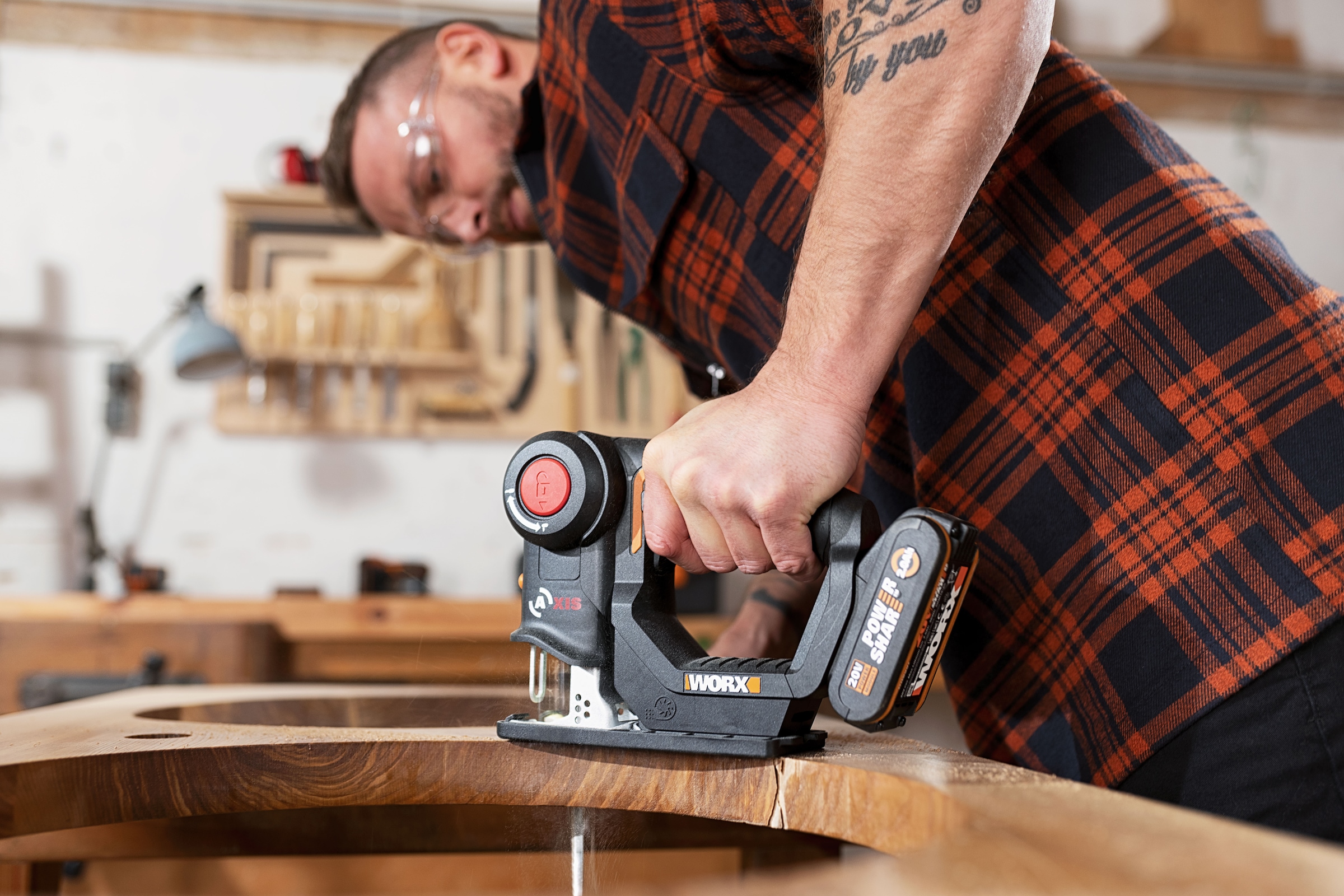Worx Akku-Stichsäge »WX550.9 Axis«, Profi 2-in-1 Pendelhub Stich- & Säbelsäge, ohne Akku & Ladegerät