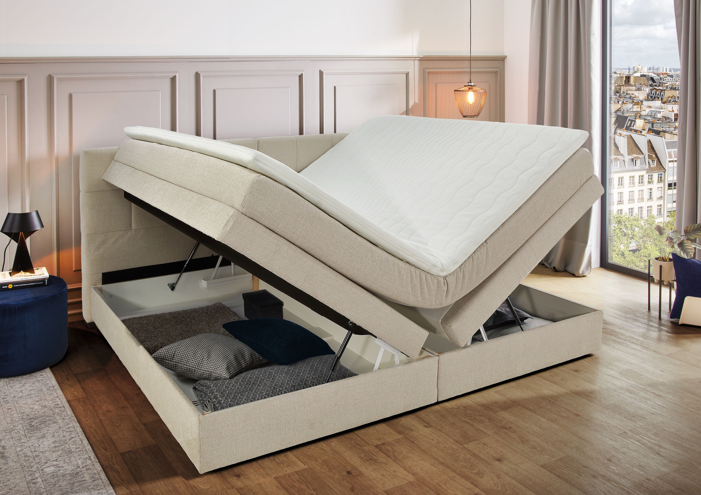 Jockenhöfer Gruppe Boxspringbett »Casa Grande in der Breite 240cm, Familienbett mit riesigem Bettkasten«, 7-Zonen-TTFK-Matratze, KS-Topper, verschiedene Härtegrade wählbar