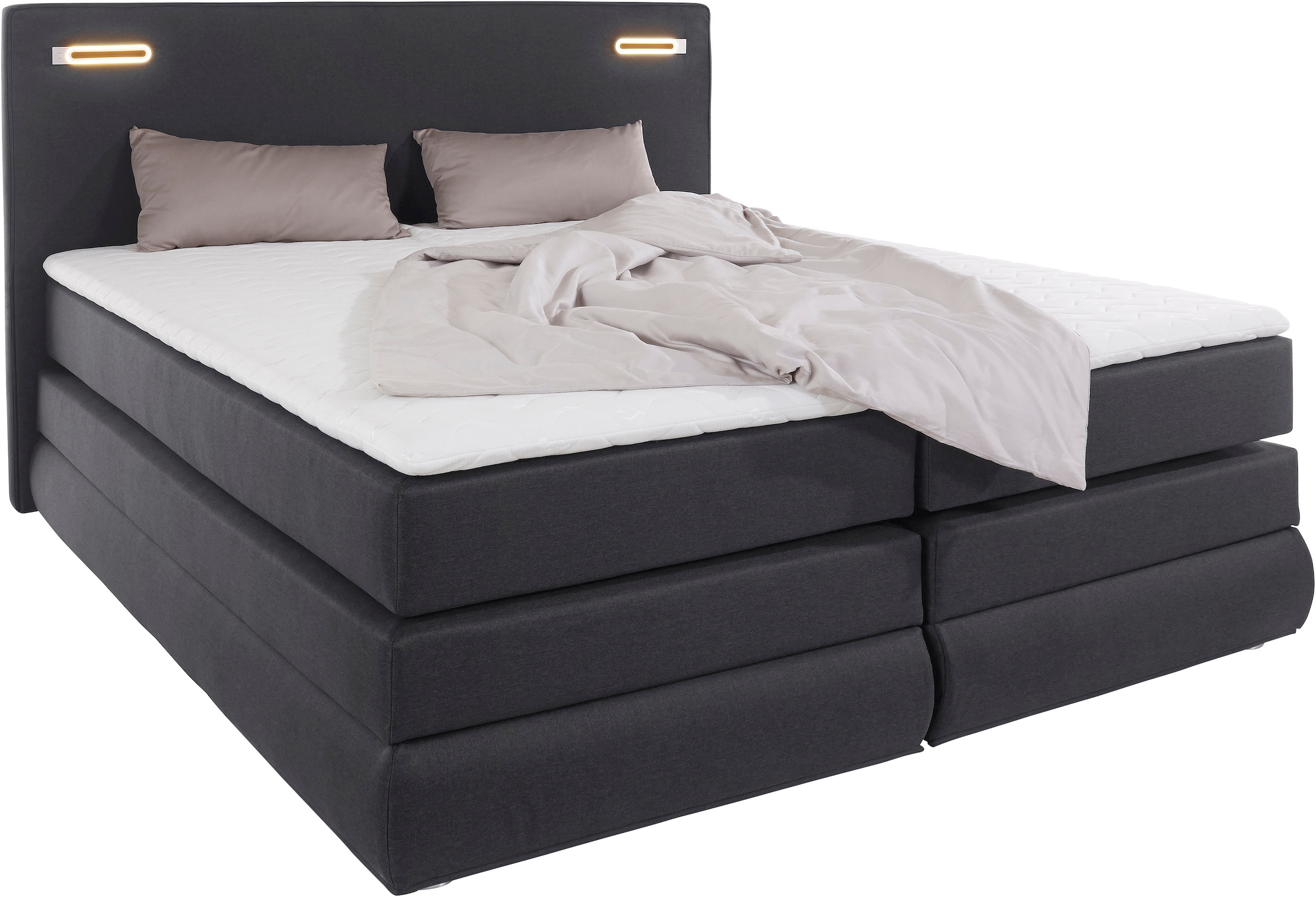 COLLECTION AB Boxspringbett »Ninoni«, inkl. Bettkasten, Topper und wahlweise mit LED-Beleuchtung, Liegefläche 180 x 200 cm