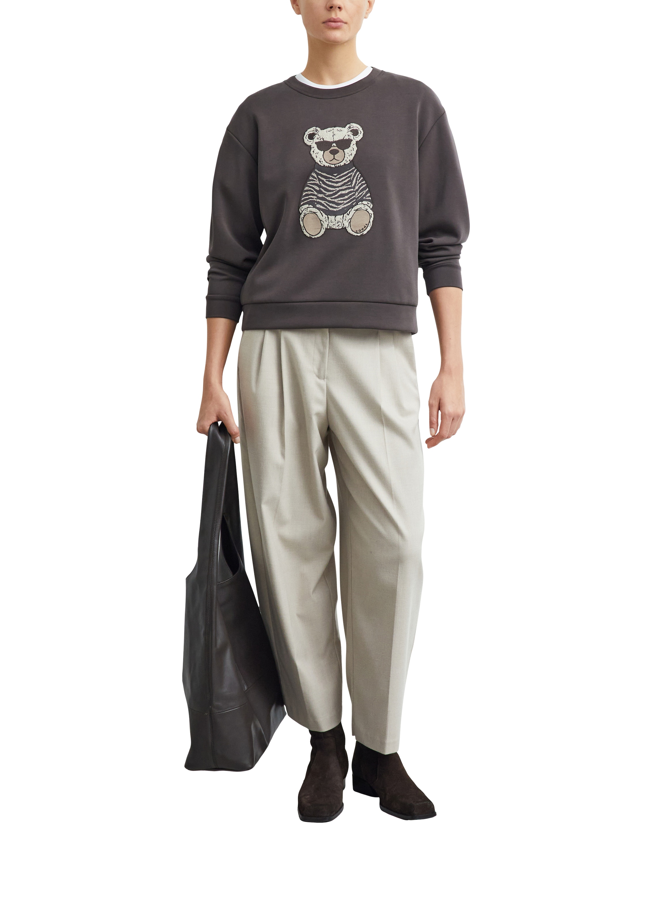 Comma Sweater , mit Teddy-Stickerei / Viskose-Stretch
