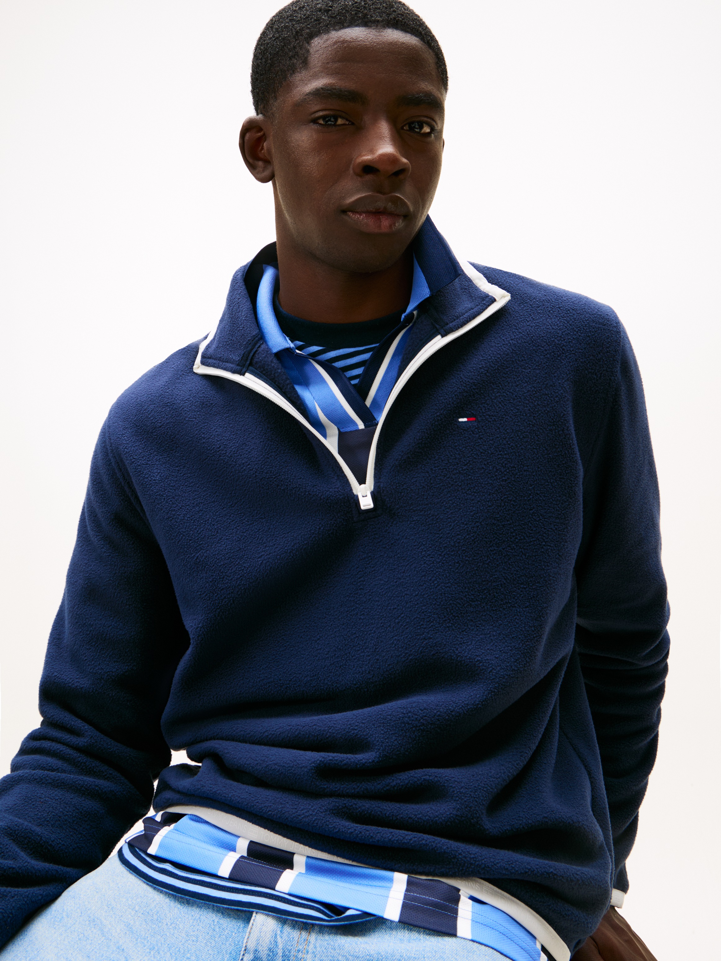 Tommy Jeans Fleecepullover "TJM FLAG POLAR FLEECE", normale Passform, Troye günstig online kaufen