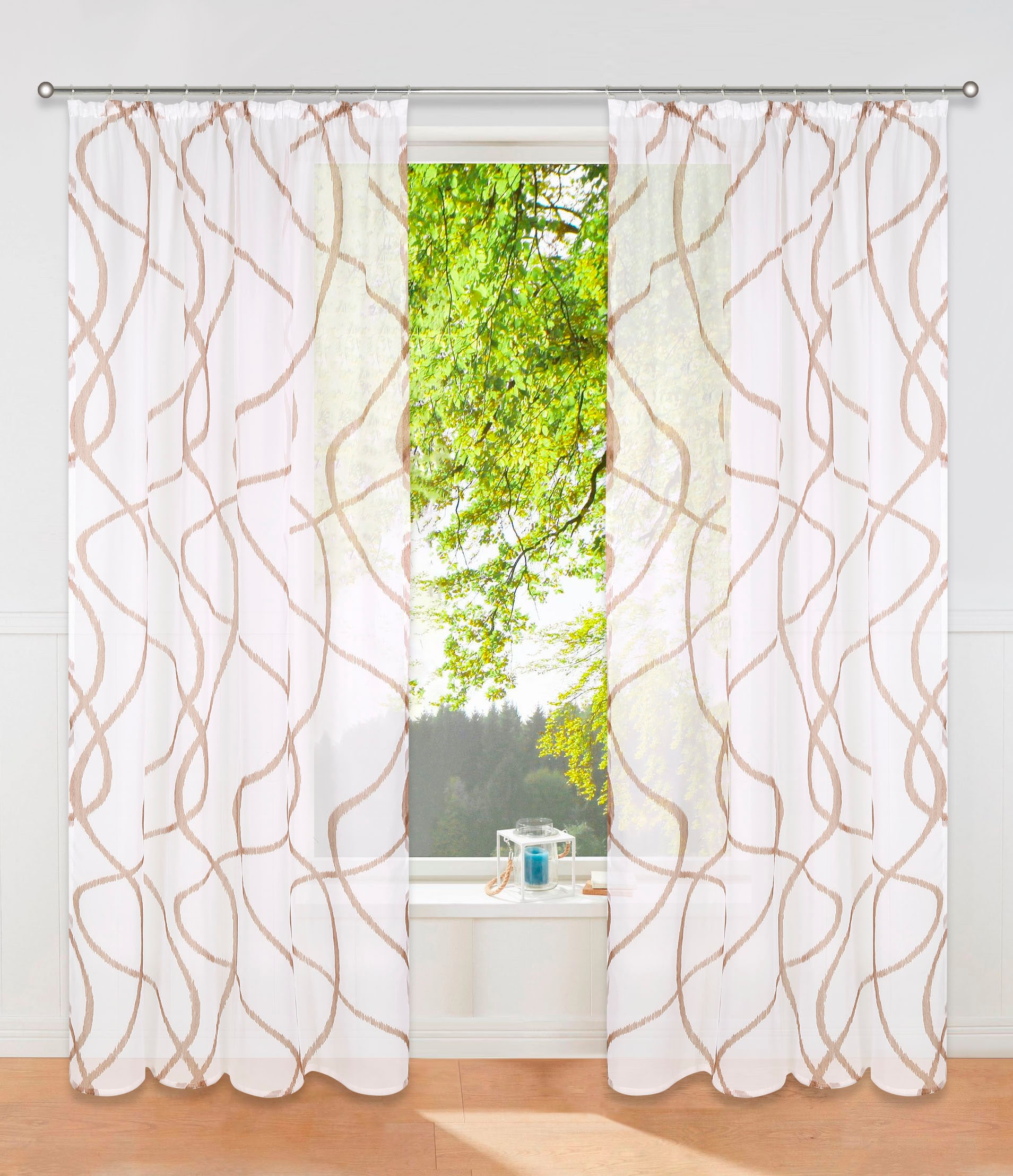 my home Gardine "Bene" Kräuselband 1 Stk. tlg. Transparent, gemustert, glat günstig online kaufen