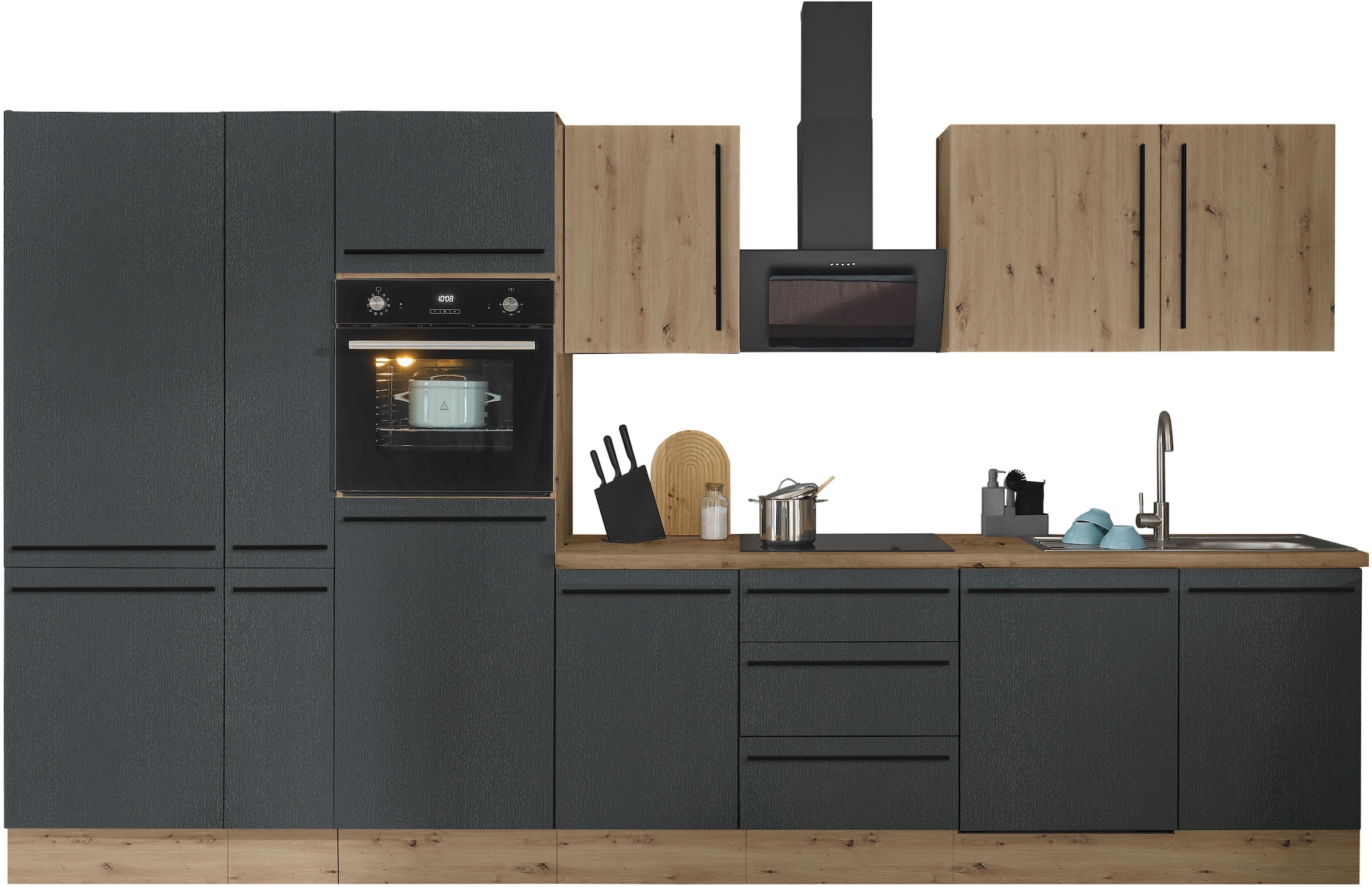 KOCHSTATION Küchenzeile "Florida" Breite 370 cm, wahlweise mit E-Geräten,So günstig online kaufen