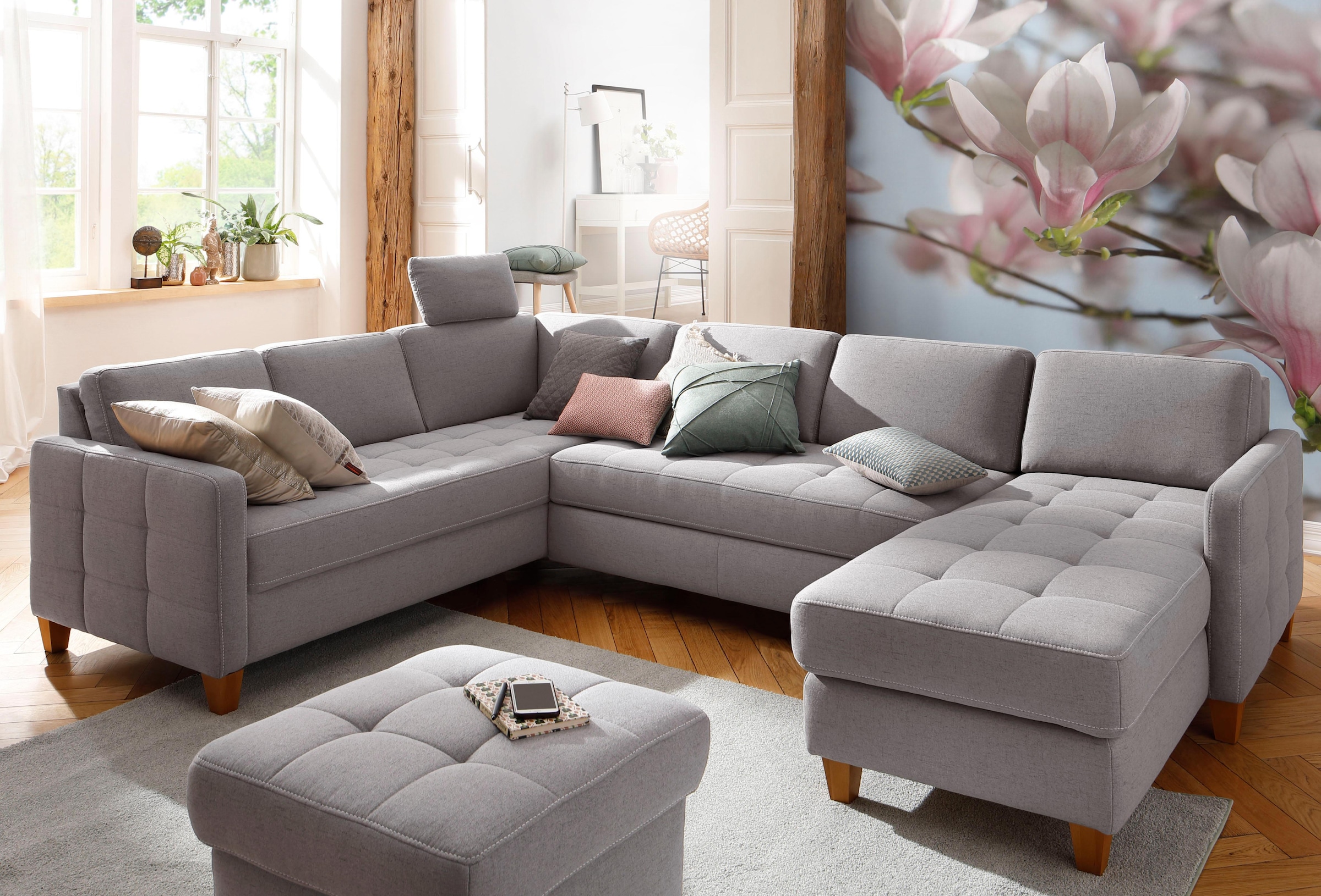 Home affaire Wohnlandschaft »Earl U-Form«, wahlweise auch mit Bettfunktion oder Bettfunktion mit Bettkasten