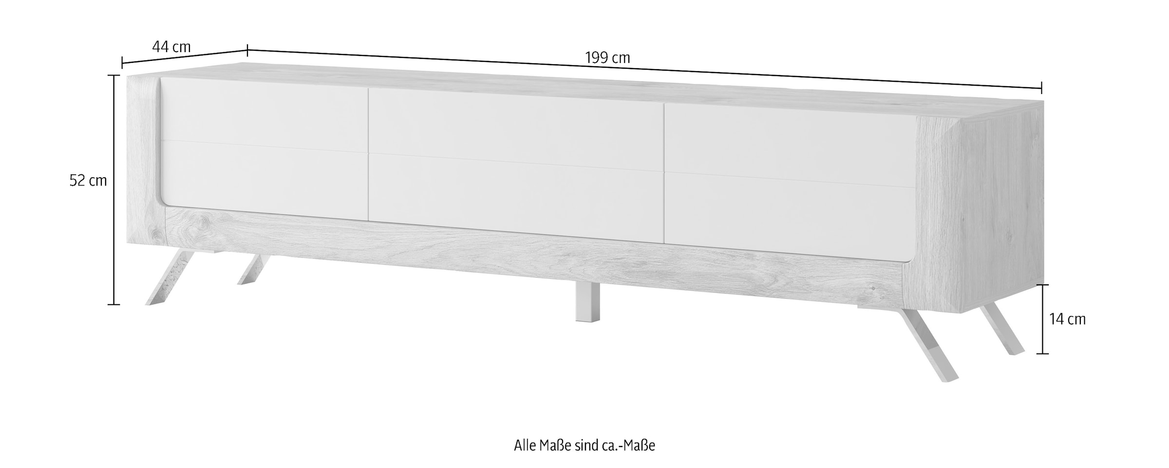 Leonique Lowboard »Kasai«, Breite 199 cm, mit 1 Schublade und 2 Türen | BAUR