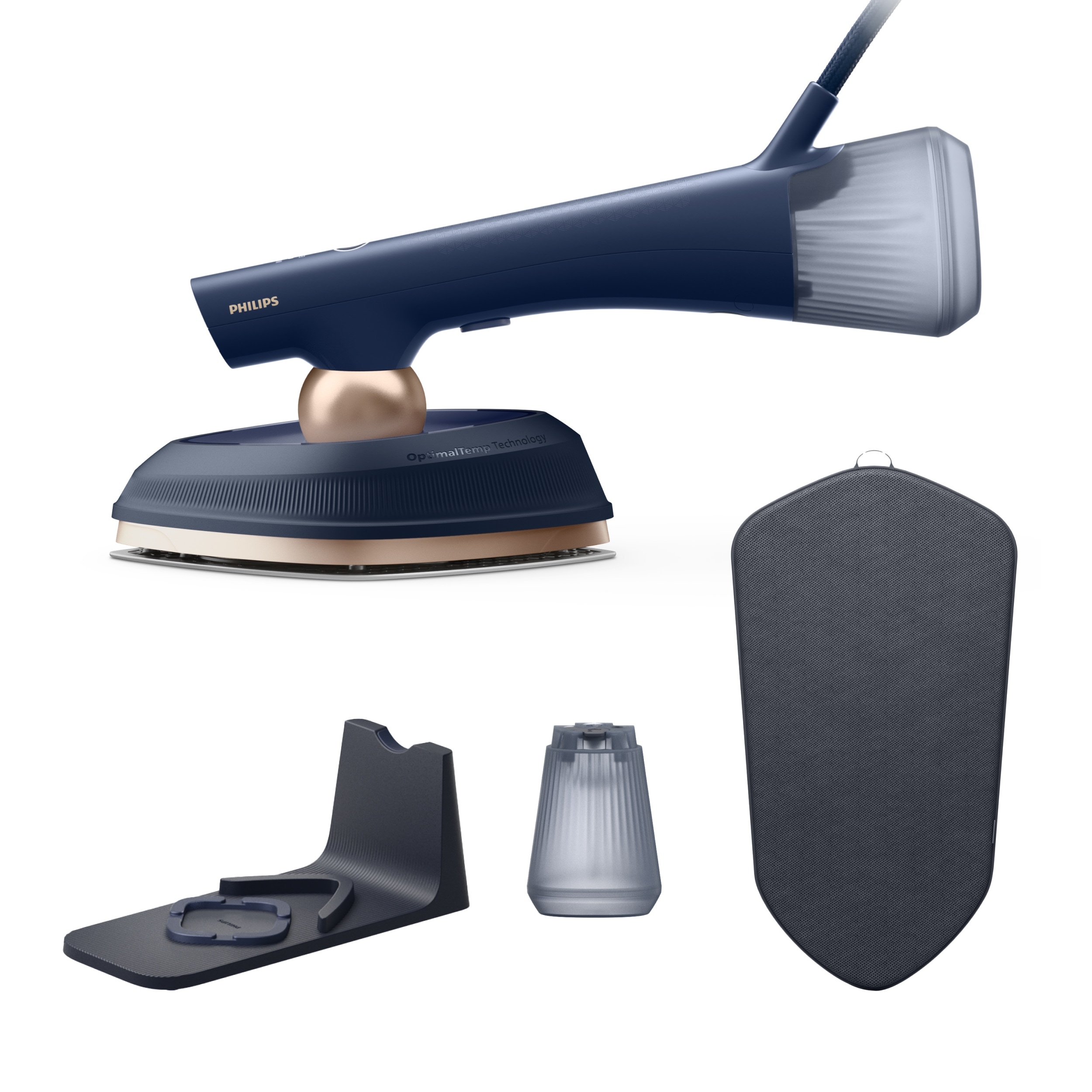 Philips Dampfbügeleisen "GC215/20 OneTurn 2-in-1 Bügeleisen & Steamer, SoftBoard & Dock inkl." 1800 W SteamGlide Plus, 200ml+300ml Wasserbehälter u. 90 g Dampfstoß
