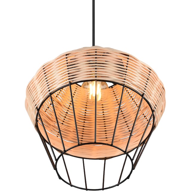 TRIO Leuchten Pendelleuchte »Borka«, 1 flammig-flammig, Boho Hängelampe aus Rattan  1-flammig exkl E27 max 40W höhenverstellbar | BAUR