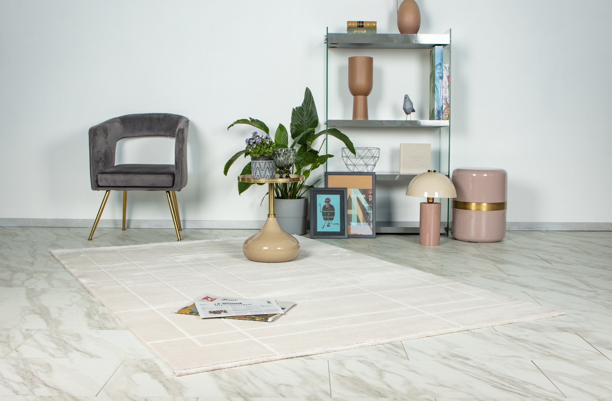 Kayoom Teppich »Stage 125« rechteckig 11 mm Höhe weicher Kurzflor, Hoch Tief Struktur, Wohnzimmer
