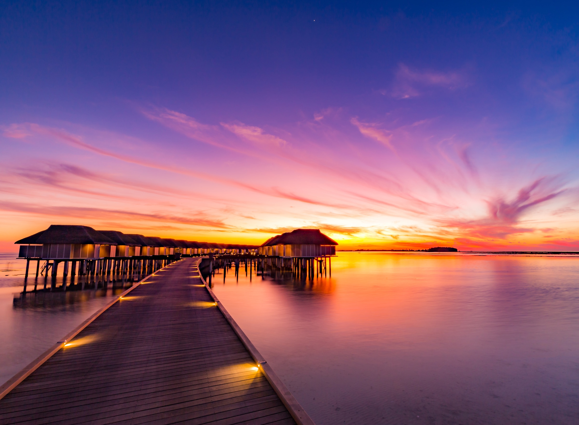 Papermoon Fototapete "Sunset Pier Maldives" glatt