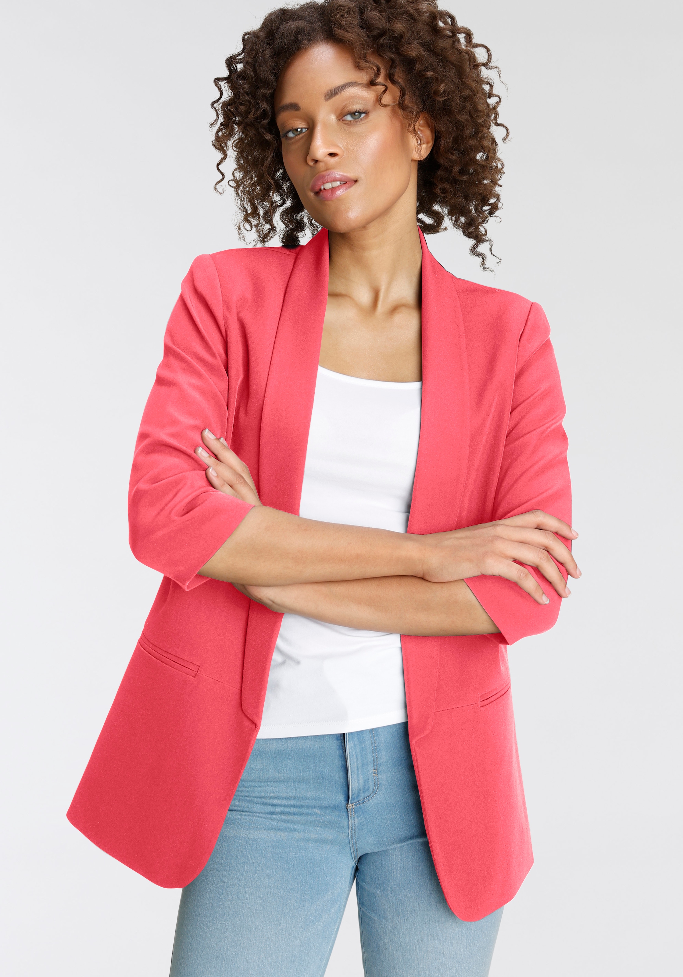 ONLY Kurzblazer "ONLELLA – Femininer Blazer mit 3/4-Ärmeln und Raffung", re günstig online kaufen