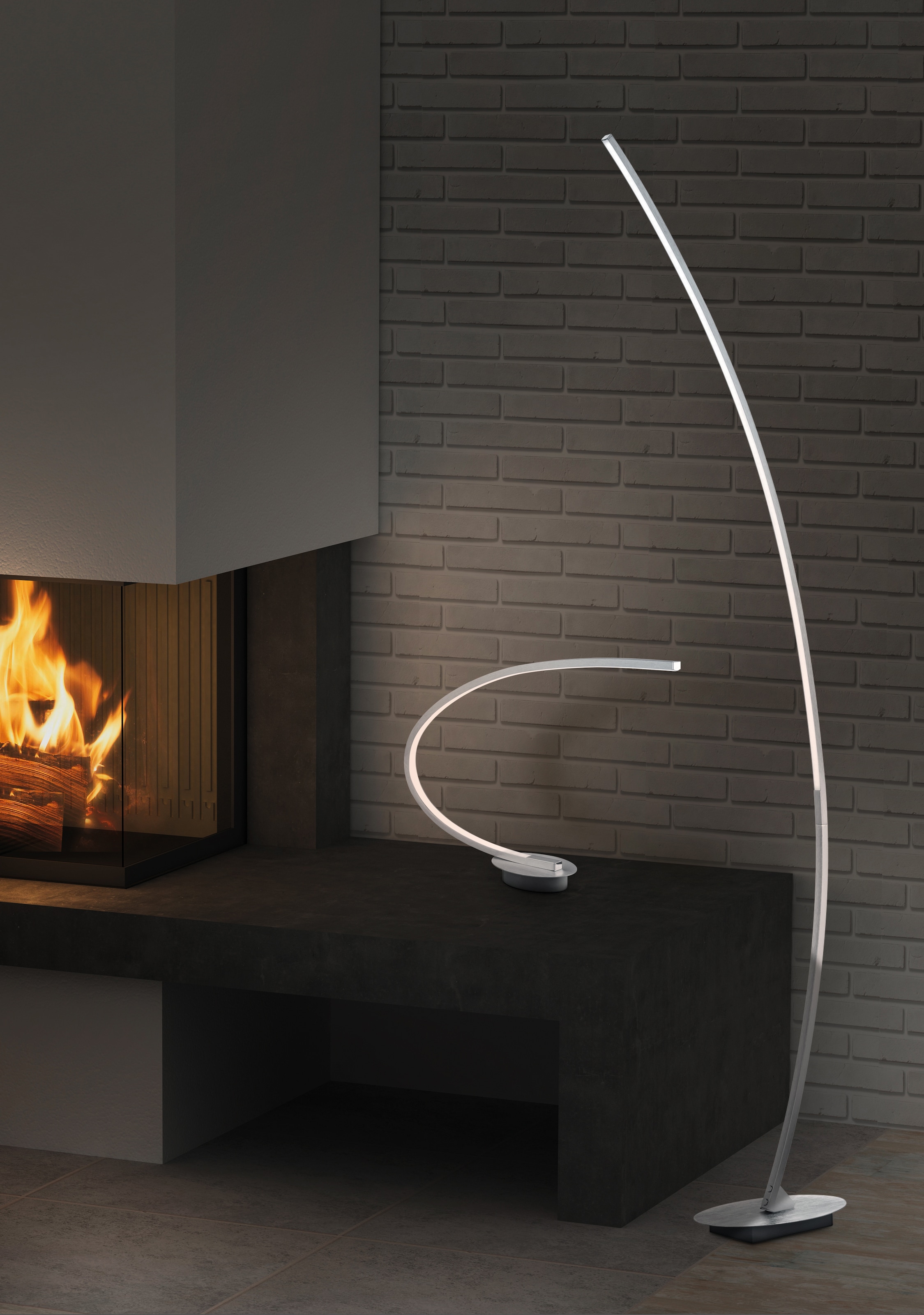 REALITY Leuchten LED Stehlampe »Solo«, 1 flammig, Leuchtmittel LED-Board | LED fest integriert, LED Stehleuchte in Bogenform, mit Fussschalter, 1200 Lumen