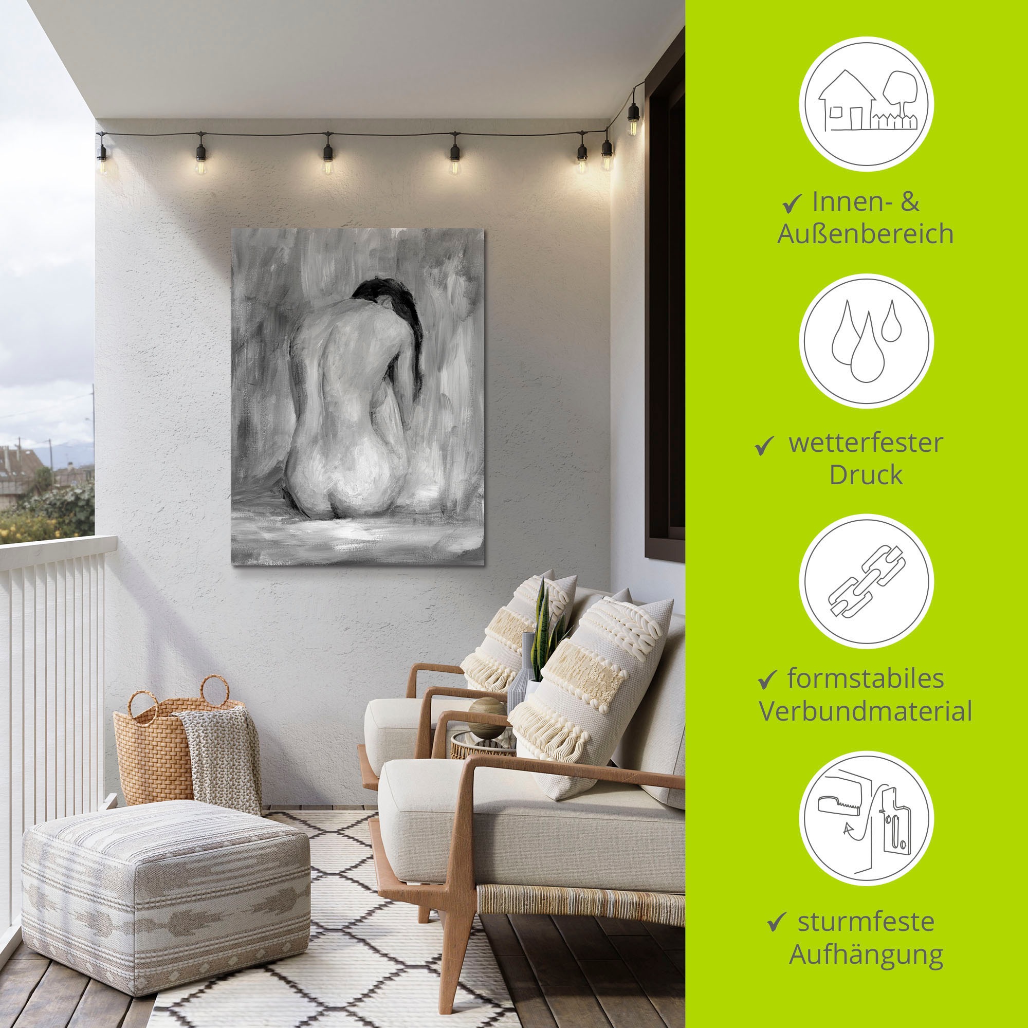 Artland Wandbild »Figur in schwarz & weiß II«, Frau, (1 St.), als Alubild, Outdoorbild, Leinwandbild, Poster, Wandaufkleber