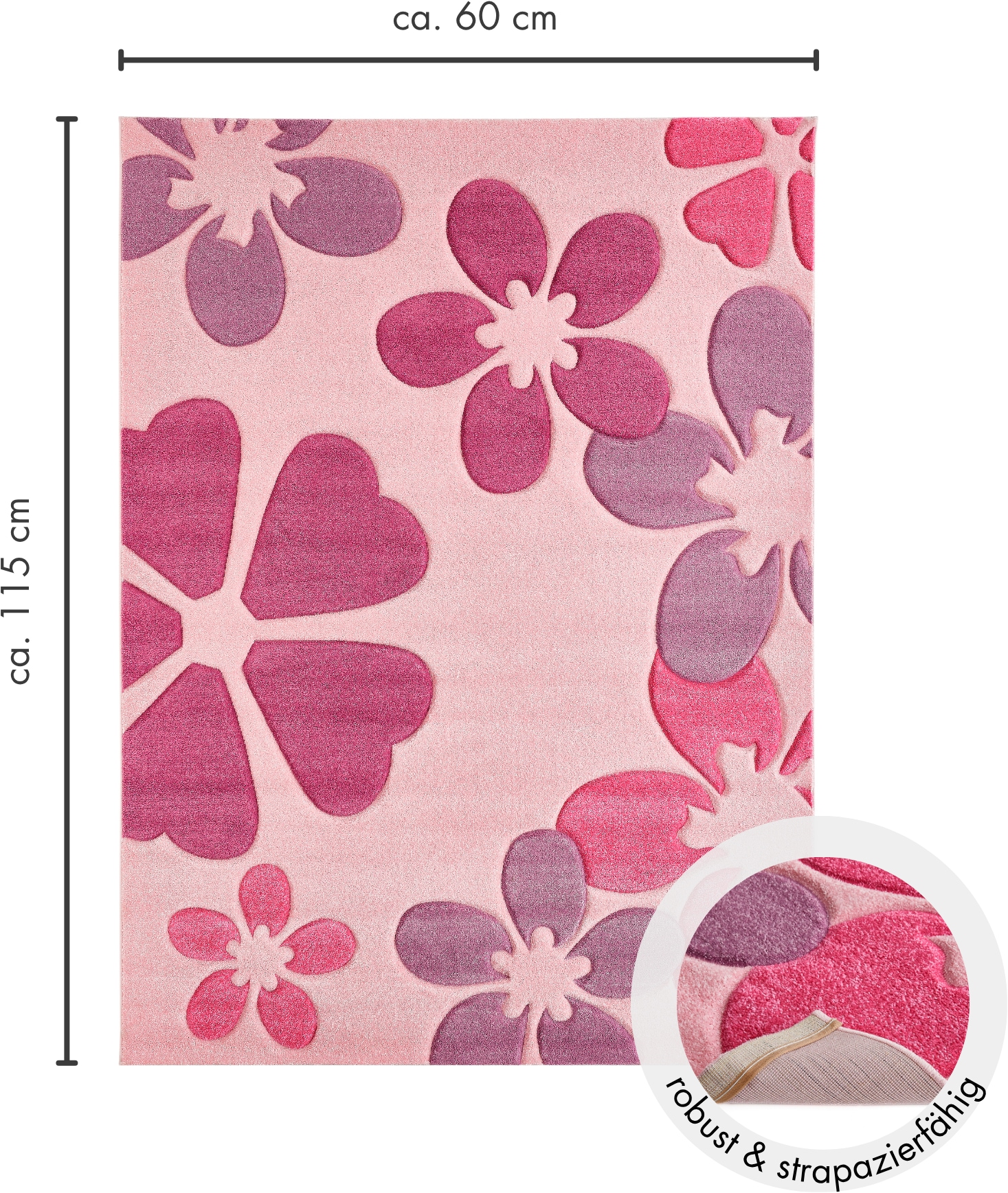 LUXOR living Kinderteppich »Flair« rechteckig 15 mm Höhe Kurzflor, Blumen Design, Kinderzimmer