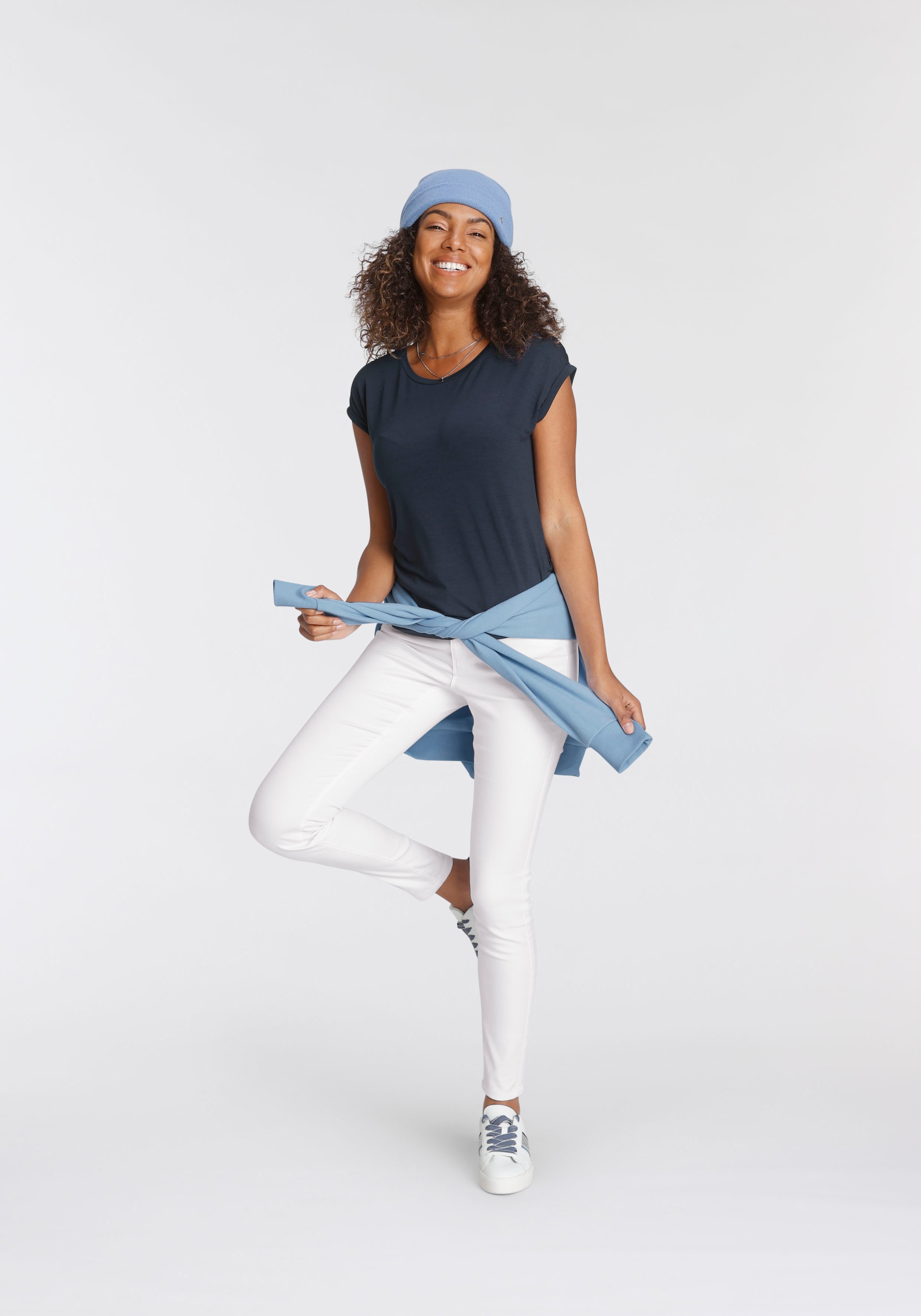 Tamaris T-Shirt, Kurzarm, Regular Fit, unifarben, mit Rundhalsausschnitt