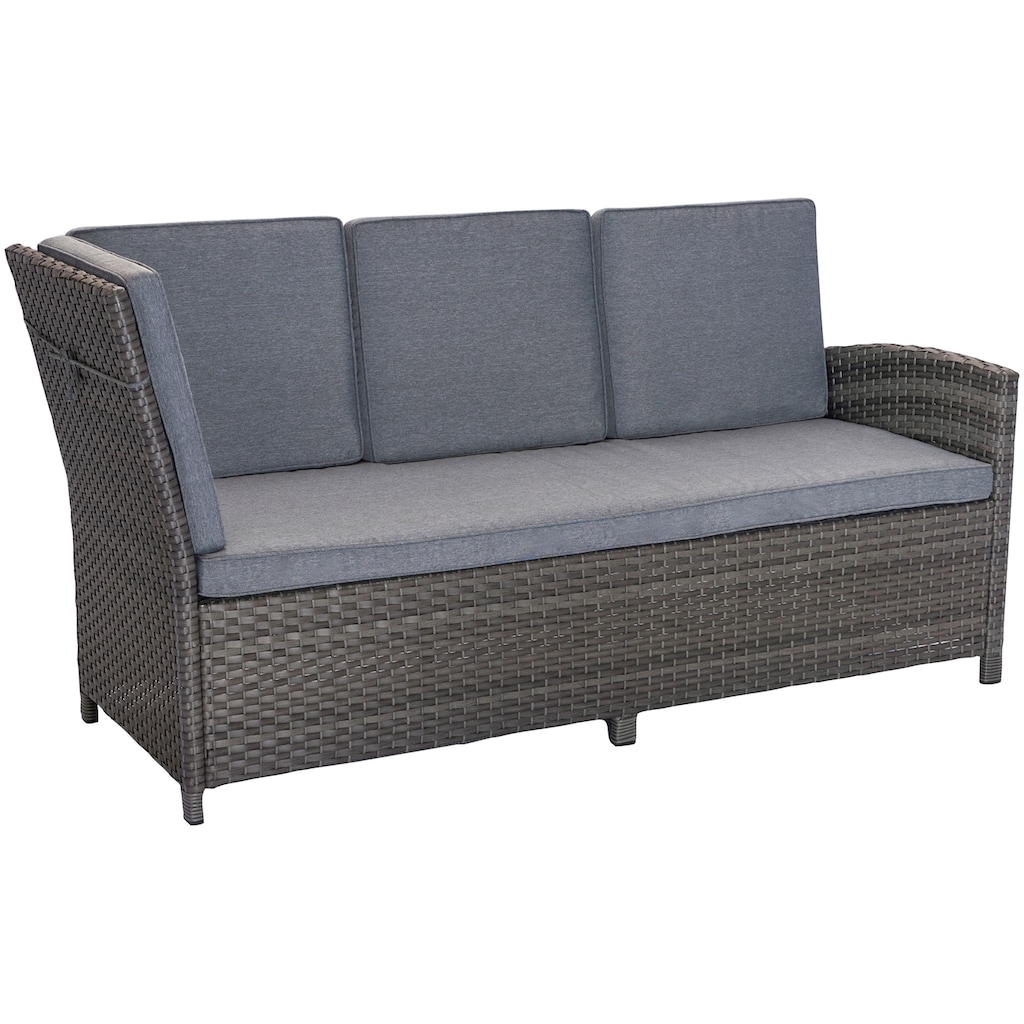 KONIFERA Gartenlounge-Set »Paris«, (Set, 17 tlg., 2x 3er Bank, 1x Sitzbank, 1x Hocker, 1x Tisch 140x80x67cm, Aluminium)