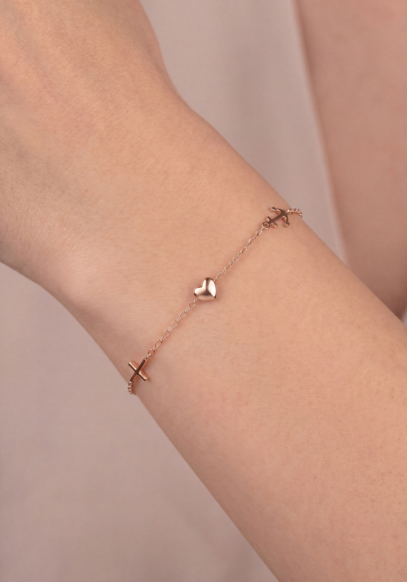JOBO Armband »Glaube Liebe Hoffnung« 925 Silber roségold vergoldet