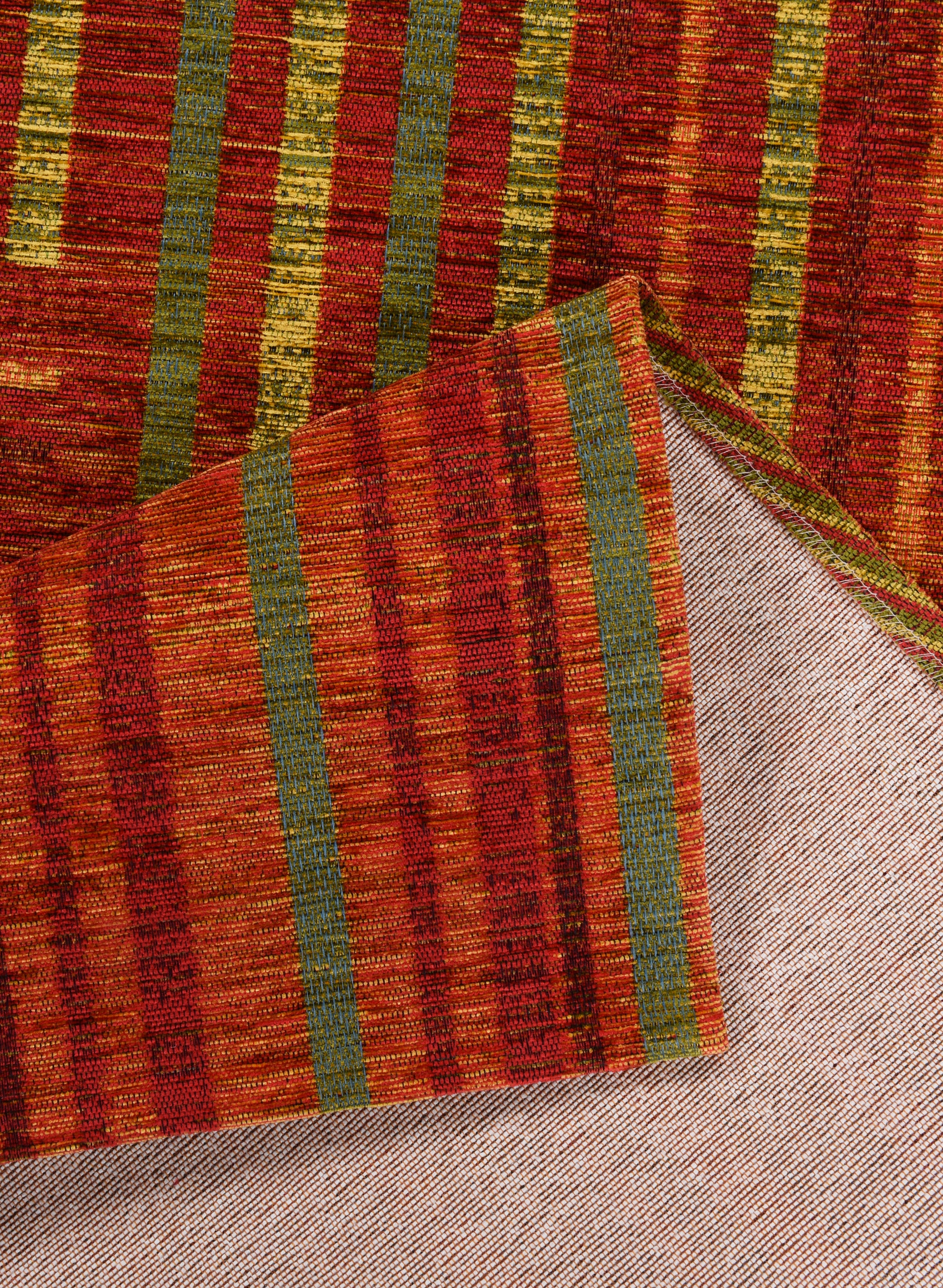 TOM TAILOR HOME Teppich »Stripy Pat«, rechteckig, 5 mm Höhe, Flachgewebe, modernes Patchworkdesign, gestreift, Chenille, Wohnzimmer