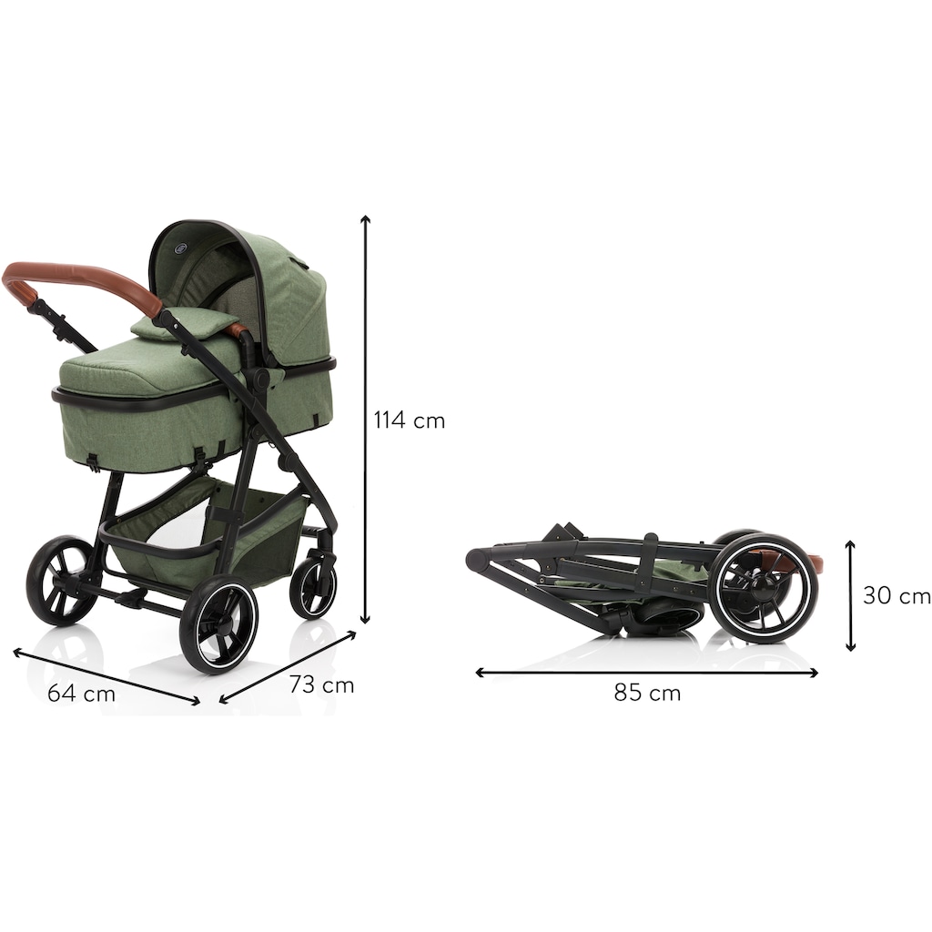 Fillikid Kombi-Kinderwagen »Panther, forest green/melange«, 22 kg