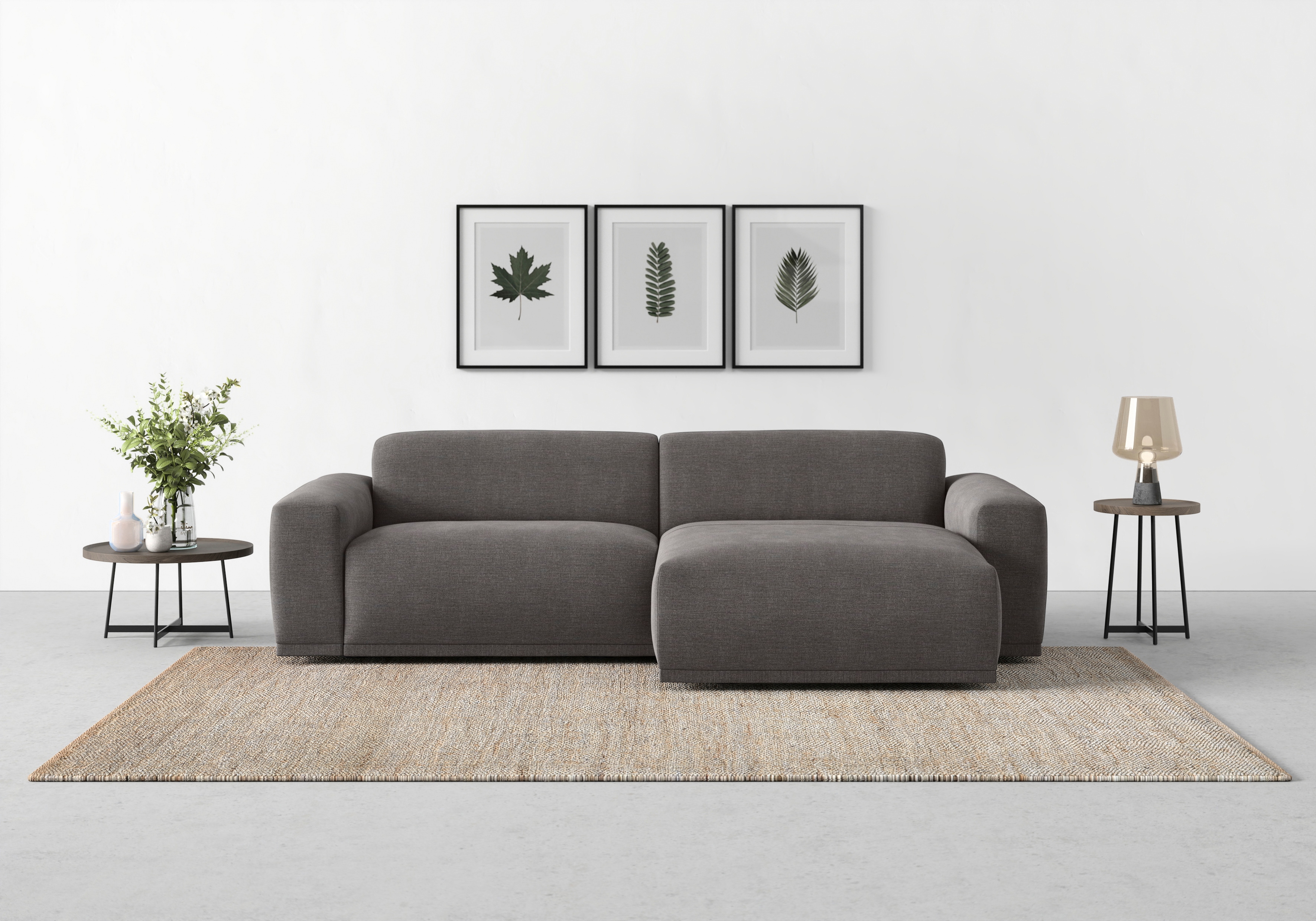 TRENDMANUFAKTUR Ecksofa "Braga, mit hochwertigem Kaltschaum, L-Form, Japandi-Design" modernes Sofa, Couch mit hohem Sitzkomfort, 255/72/160 cm (B/H/T)