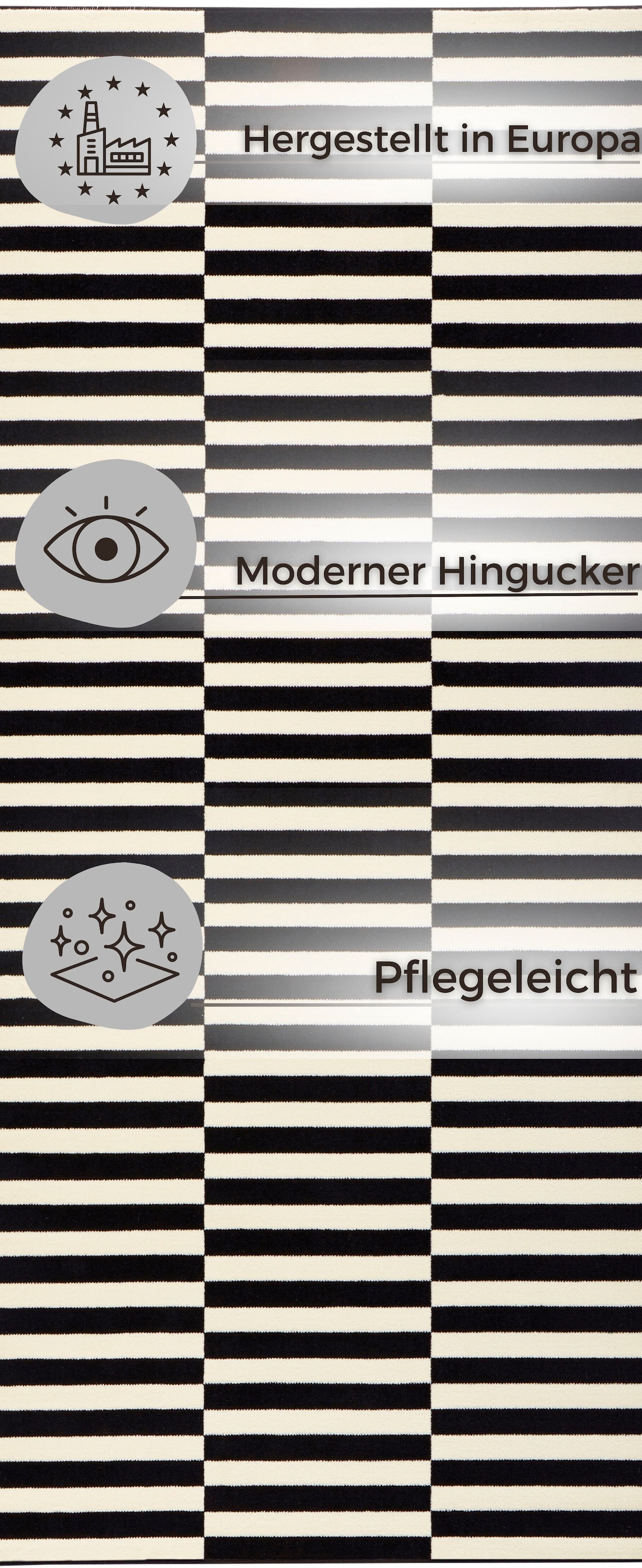 HANSE Home Teppich »Panel«, rechteckig, 9 mm Höhe, Kurzflor, Läufer, Streifen, Linien, ringsum gekettelt, robust
