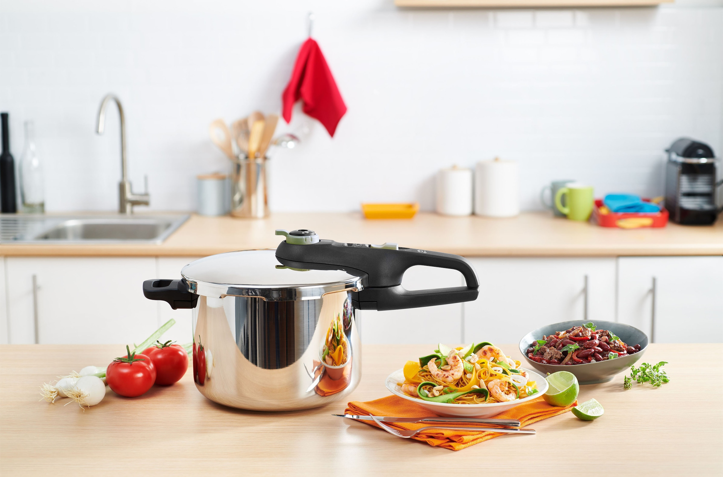 Tefal Schnellkochtopf »Secure Trendy«, Edelstahl, (1 tlg.), Dampfkochtopf,  Garregler,Sicherheitsvorrichtung,Korbeinsatz, Induktion bestellen | BAUR | Schnellkochtöpfe