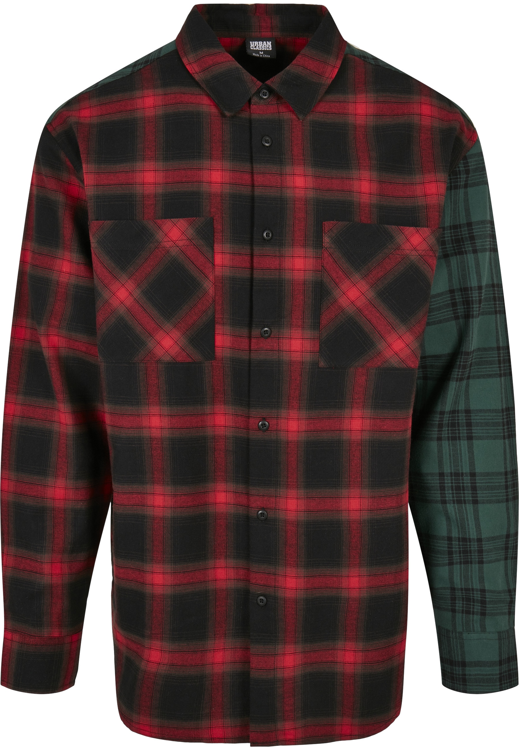 URBAN CLASSICS Langarm-Poloshirt "Urban Classics Herren Oversized Mix Check günstig online kaufen