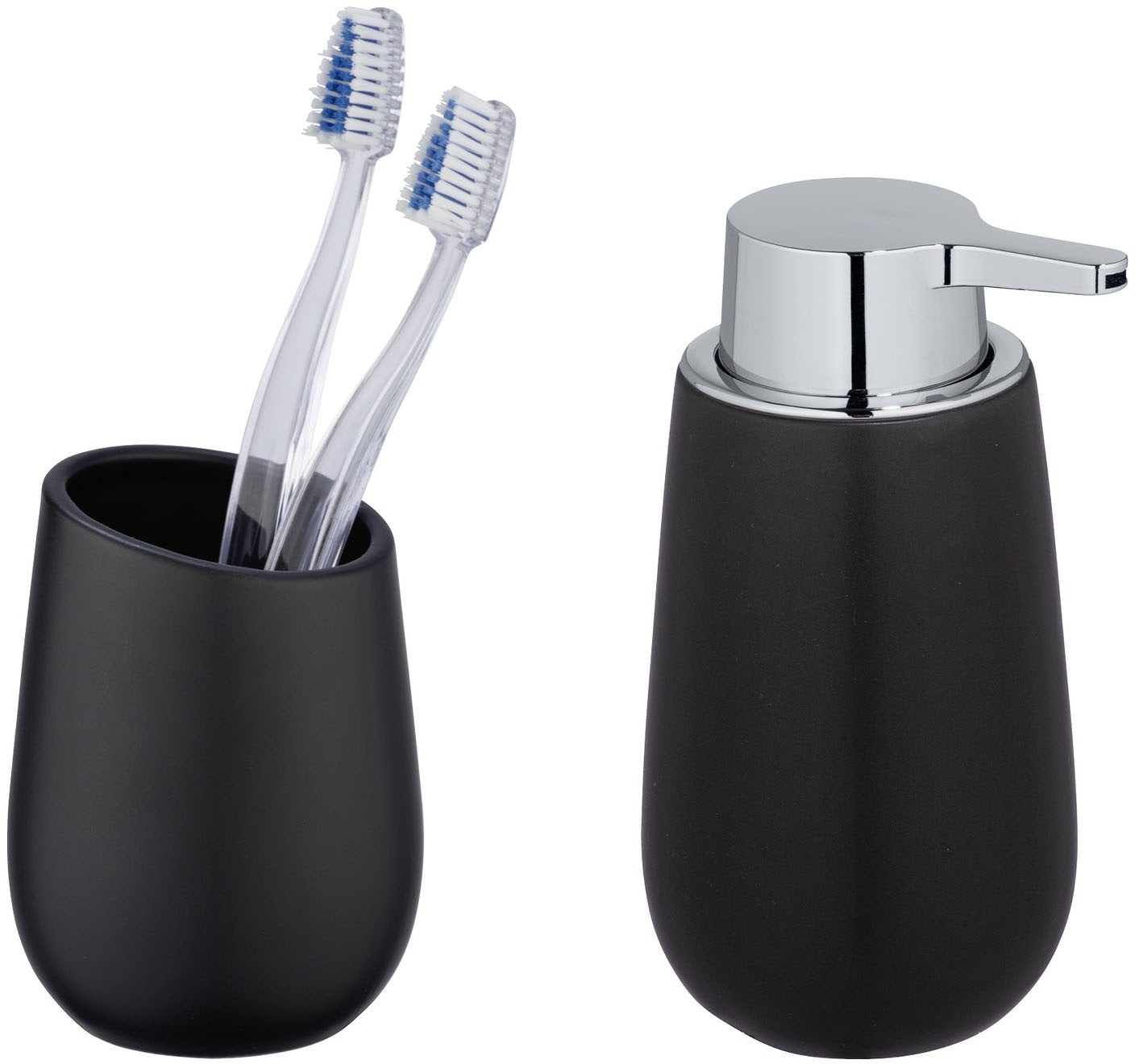 WENKO Badaccessoire-Set "Badi" bestehend aus Seifenspender und Zahnputzbech günstig online kaufen