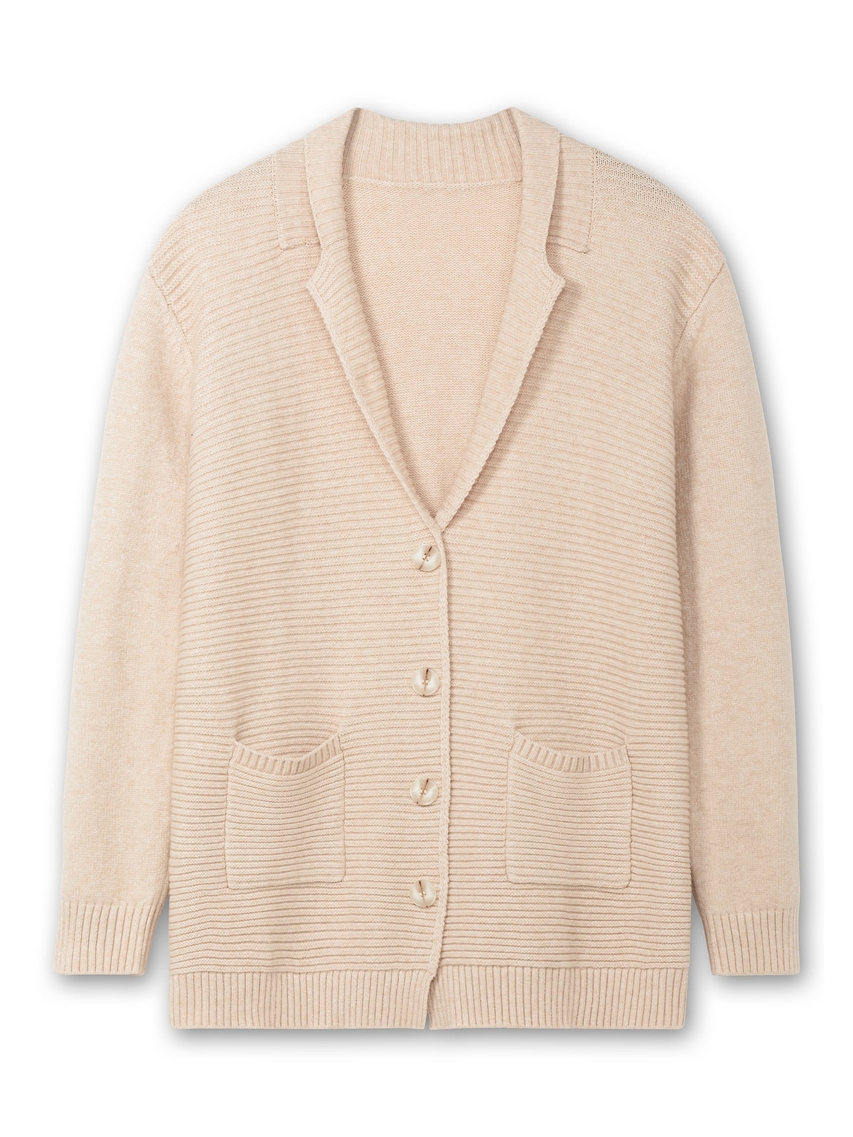 Sheego Strickjacke »Große Größen«, mit Reverskragen und Rippmuster vorn