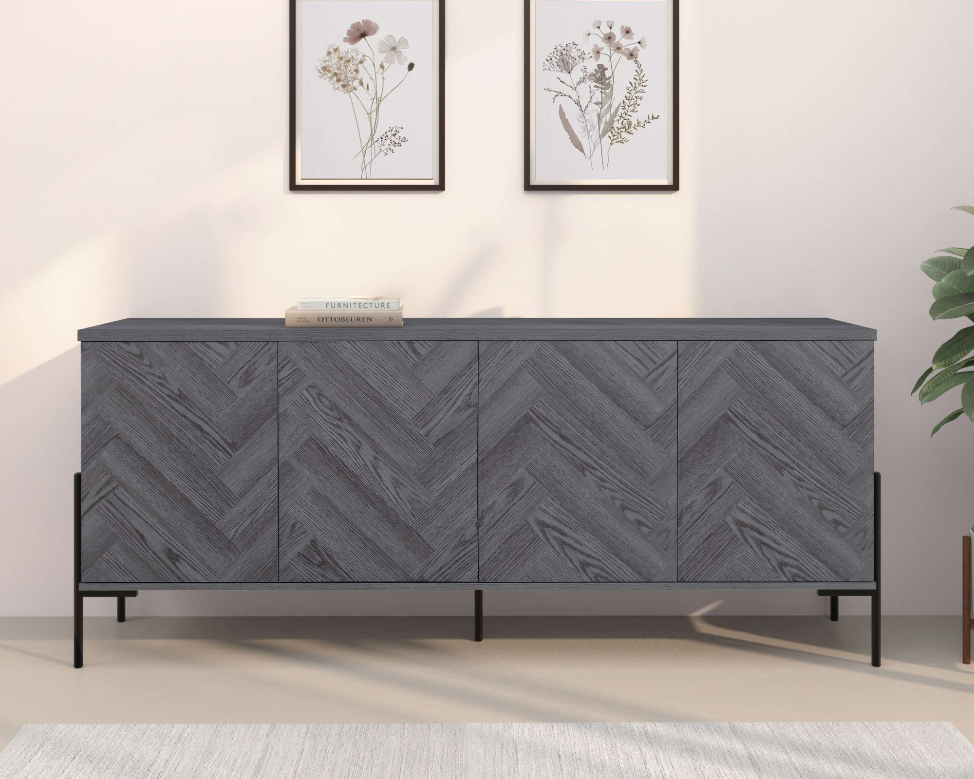OTTO home Sideboard "Eadwine" Kommode, Push-to-open, Türen mit Fischgräten günstig online kaufen
