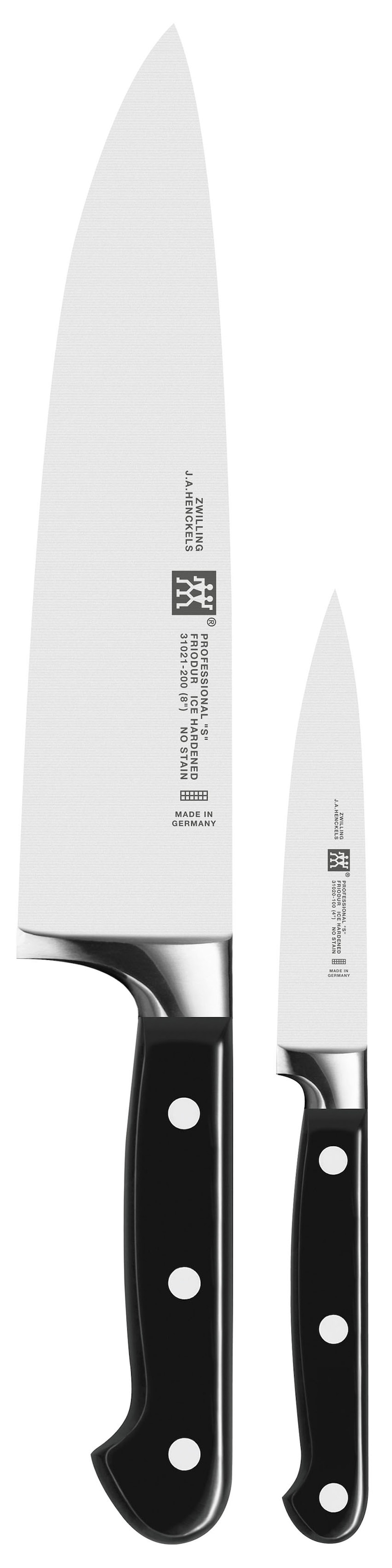 Zwilling Messer-Set »Pro«, (Set, 2 tlg., 1 Spick- und Garniermesser (10 cm),
1 Kochmesser (20 cm), Edelstahl 18/10, aus einem Stück geschmiedet