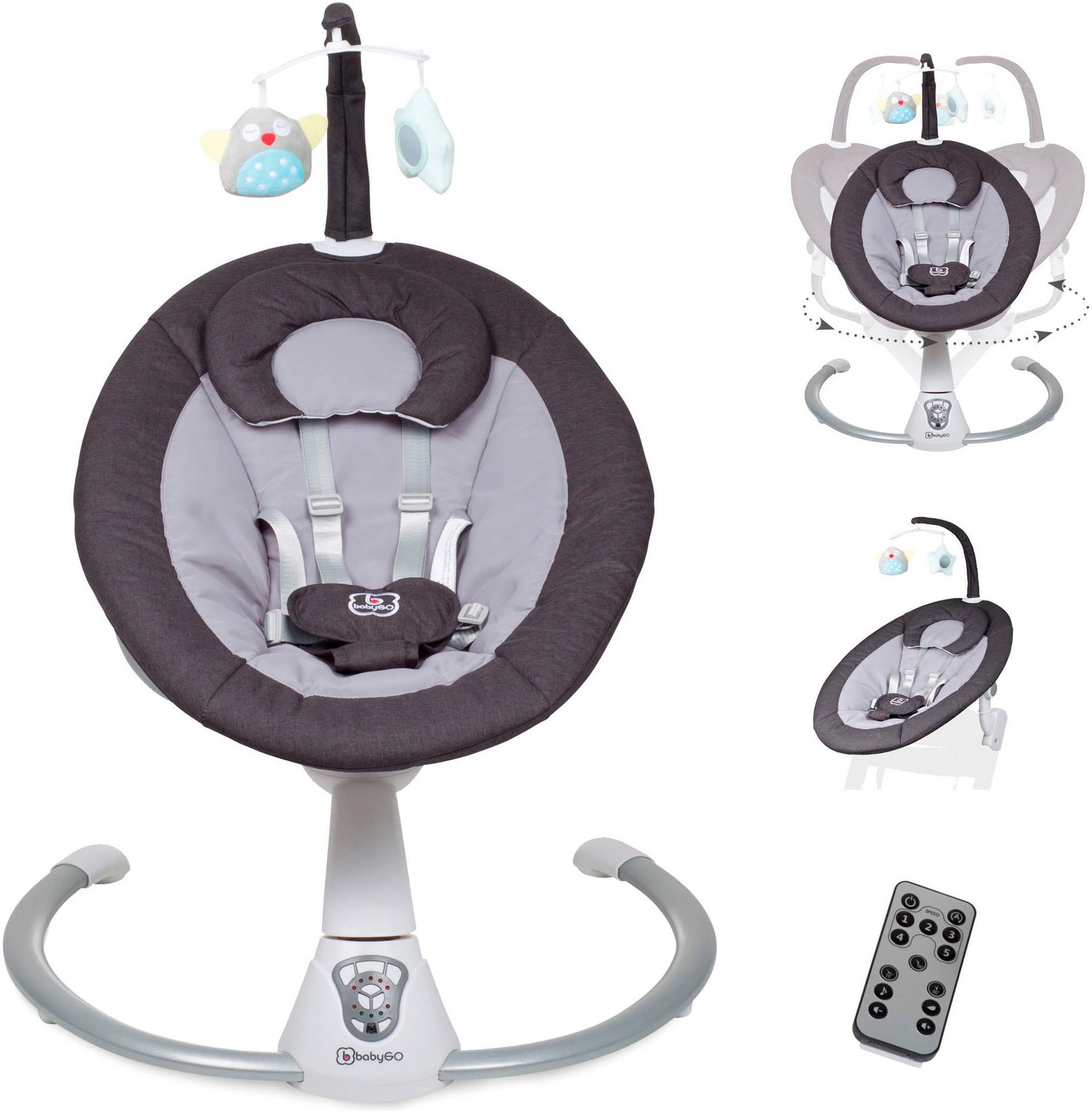 BabyGo Babywippe "Homey" bis 9 kg mit Schaukelbewegungen und Sound