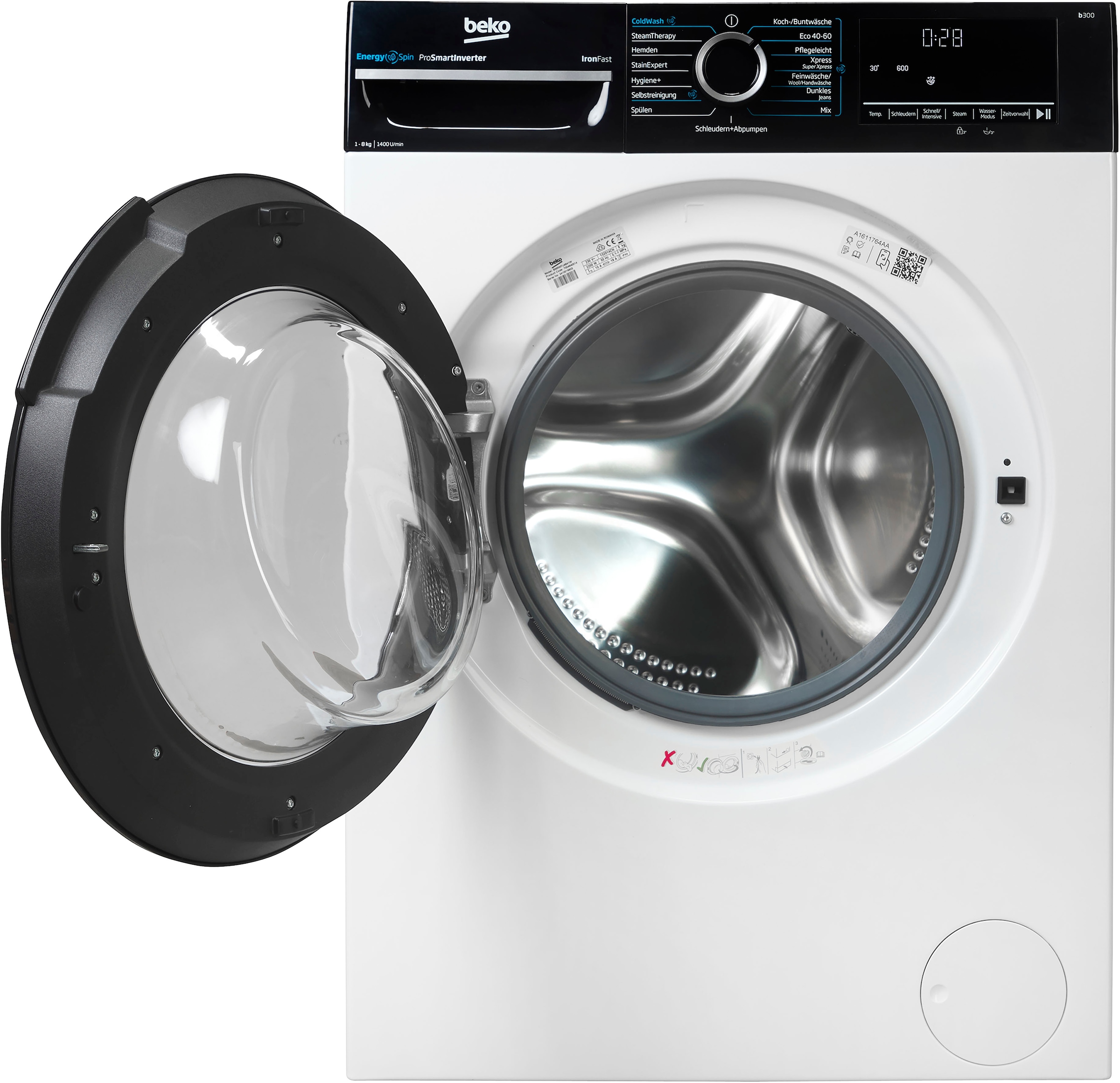 BEKO Waschmaschine »BM3WFU4841W«, 8 kg, 1400 U/min, Waschen mit EnergySpin: Bis zu 35 % Energie sparen – nicht nur in Eco