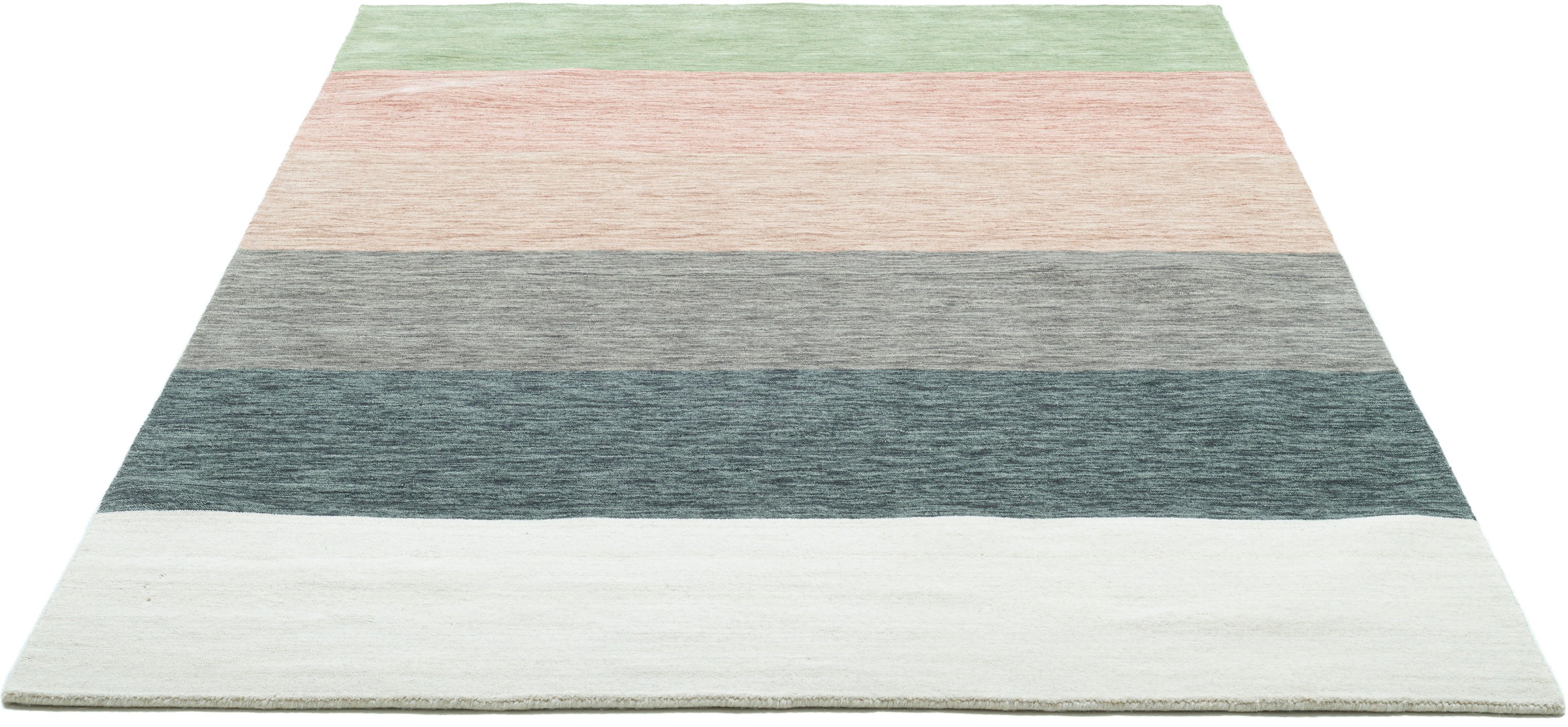 my home Wollteppich »Angern«, rechteckig, 13 mm Höhe, Handweb Teppich, gestreift, reine Wolle, handgewebt, brilliante Farben