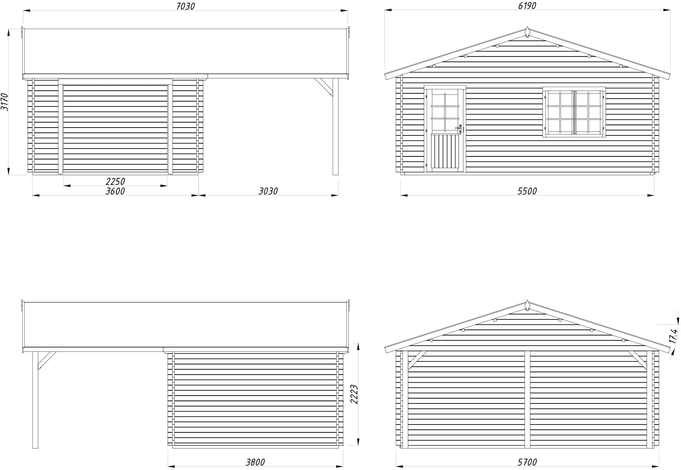 Palmako Garage »Roger, ohne Tor« BxTxH: 706x619x316 cm