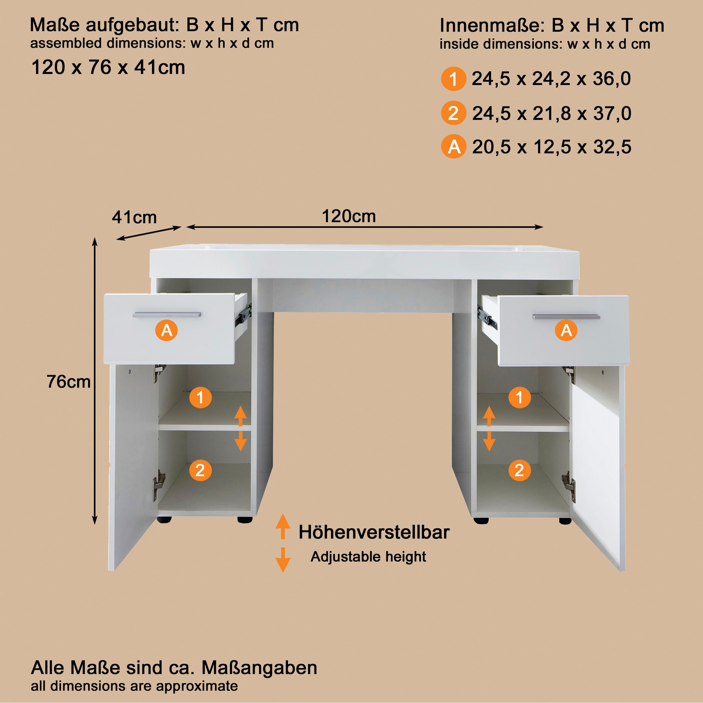 INOSIGN Schreibtisch »Avena«, variabel auch als Schminktisch einsetzbar mit dem Spiegel 88435001