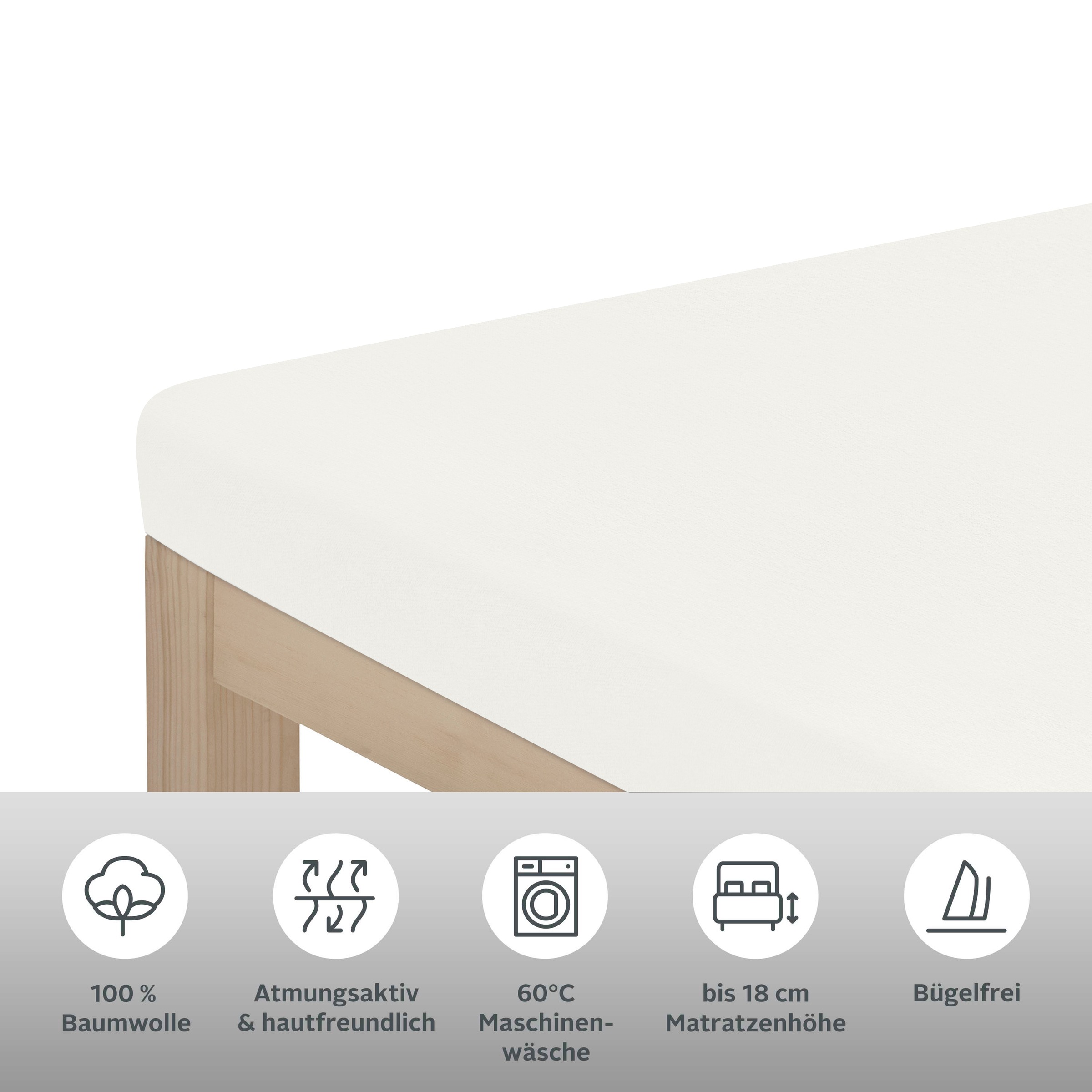 OTTO home Spannbettlaken »Physalis Topper Basic, in Gr. 90x200, 140x200 oder 180x200 cm« Baumwolle, Matratzen bis 8 cm Höhe, Bettlaken, Spannbetttuch, Laken