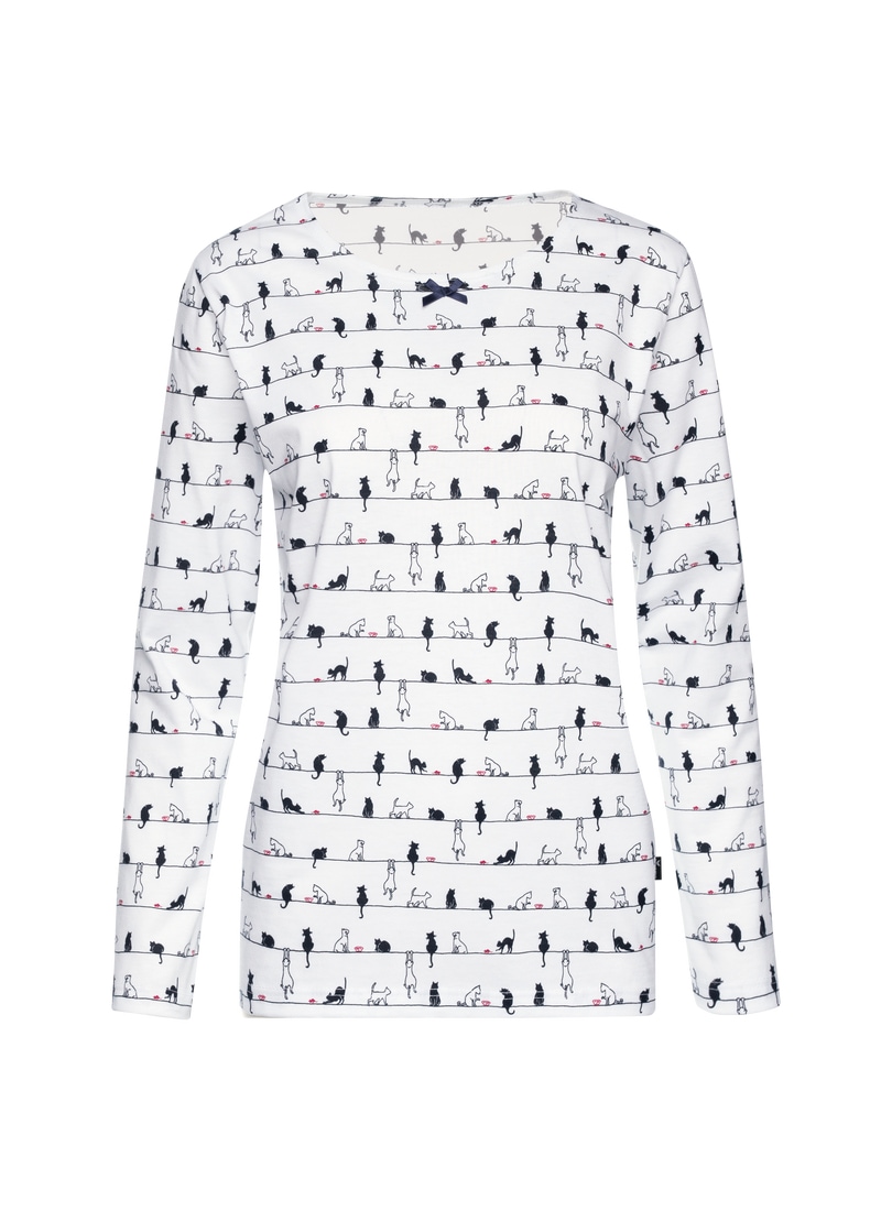 Trigema Schlafanzug »TRIGEMA Langarmshirt mit Katzenmotiv«, (1 tlg.)
