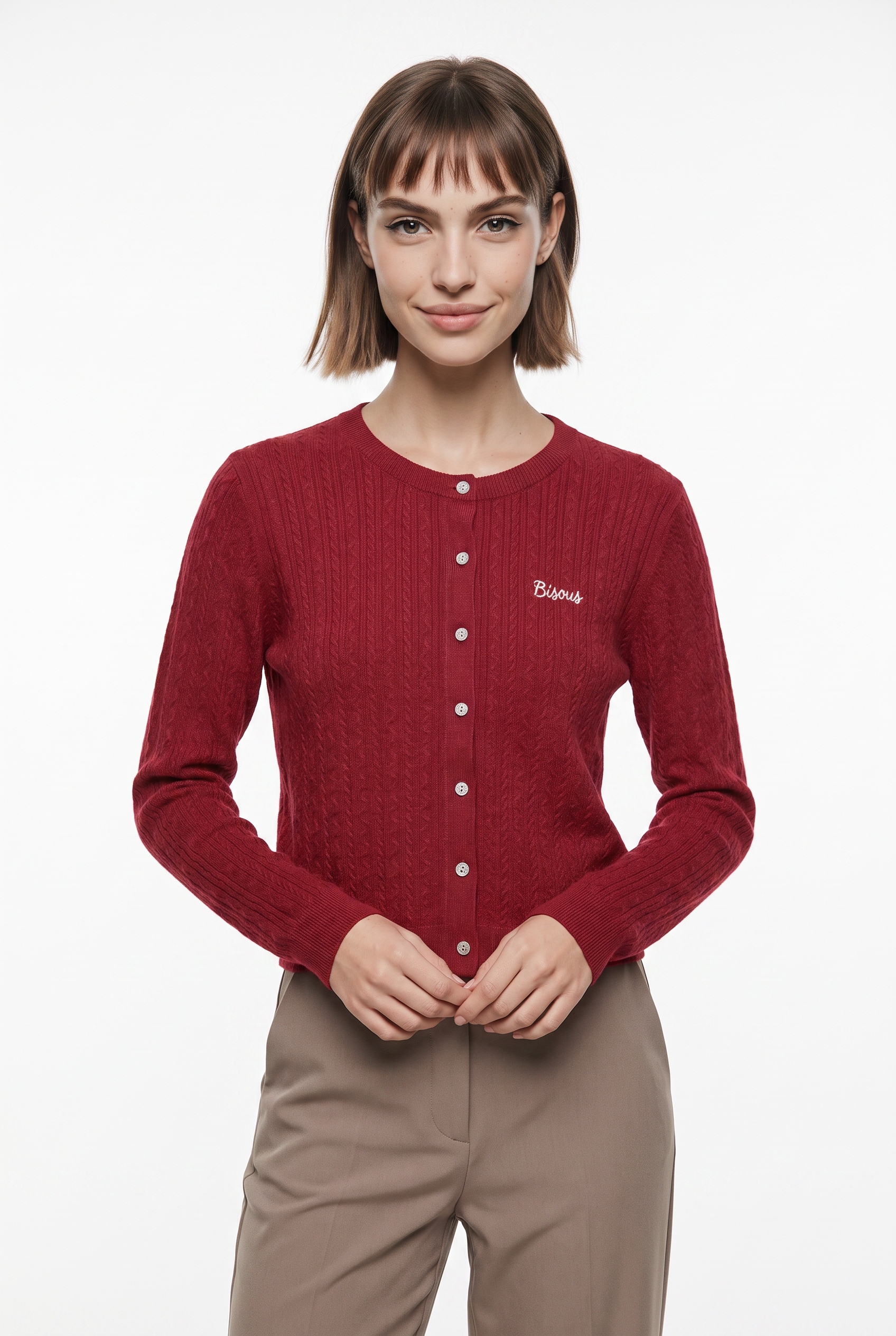 Vero Moda Strickjacke "VMGOLD CABLE LS O-NECK CARDIGAN" Viskosemischung, regular fit