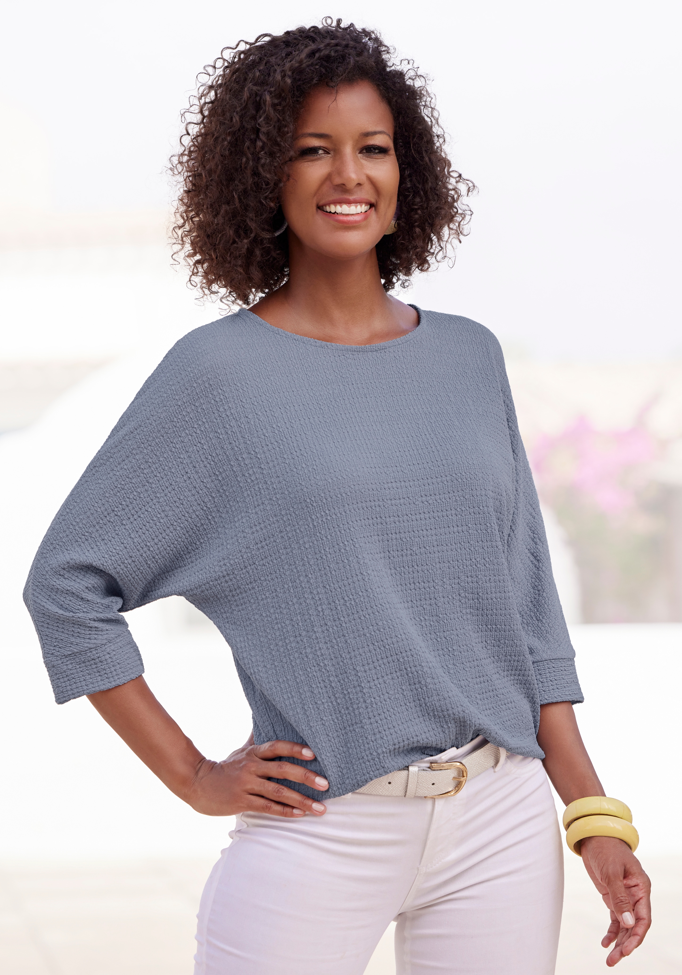 Vivance 3/4-Arm-Shirt "aus bügelfreier Crêpe-Qualität" mit 3/4-Arm