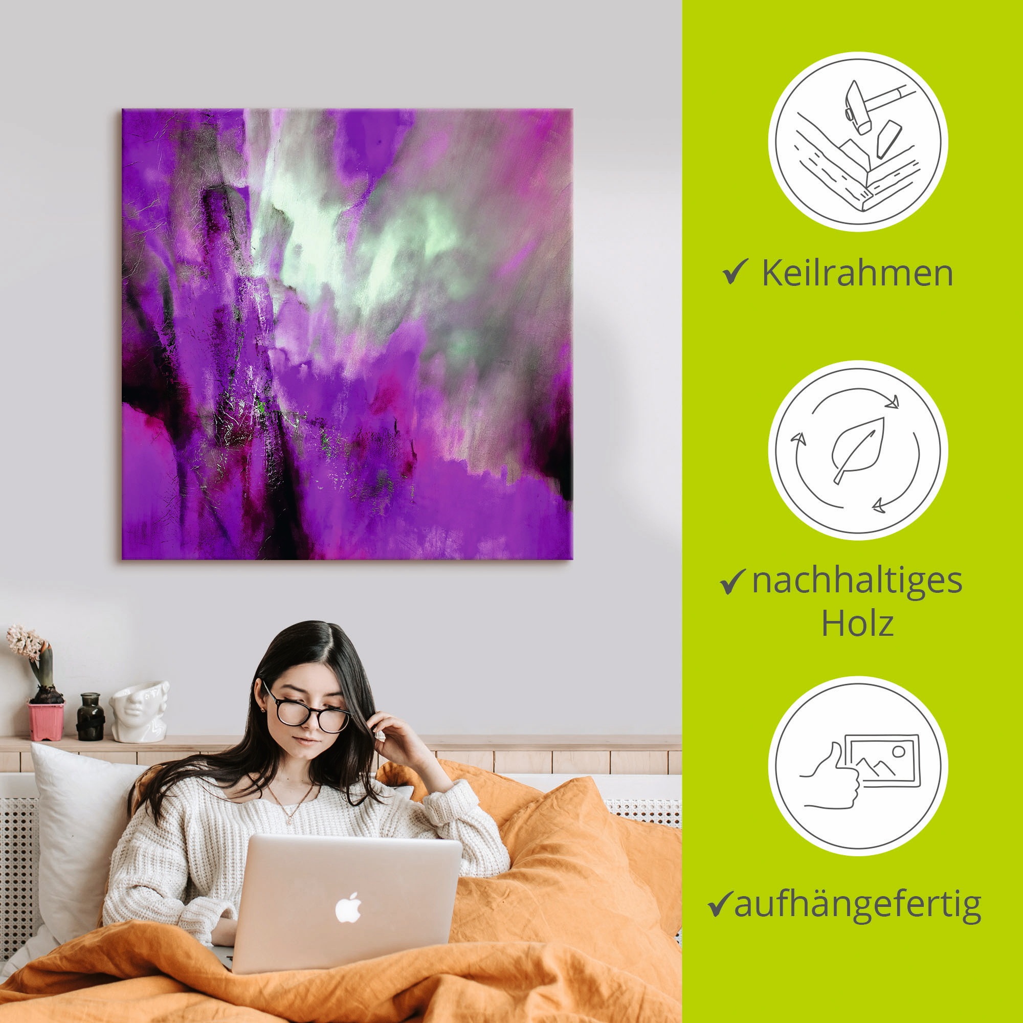 Artland Wandbild »Rosa Licht«, Gegenstandslos, (1 St.), als Alubild, Outdoorbild, Leinwandbild, Poster in verschied. Größen