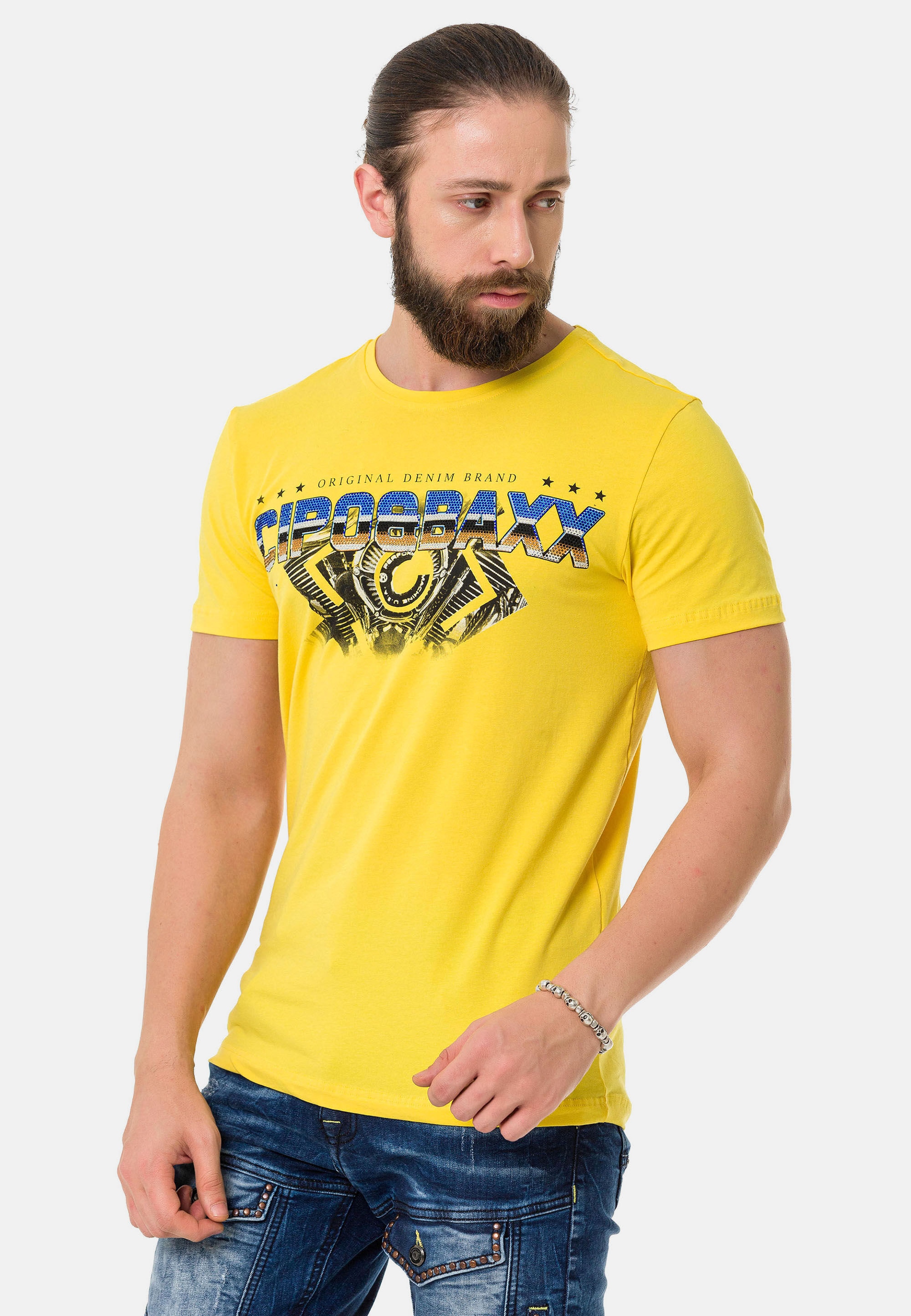 Cipo & Baxx T-Shirt »T-Shirt«, extravaganter Marken-Schriftzug