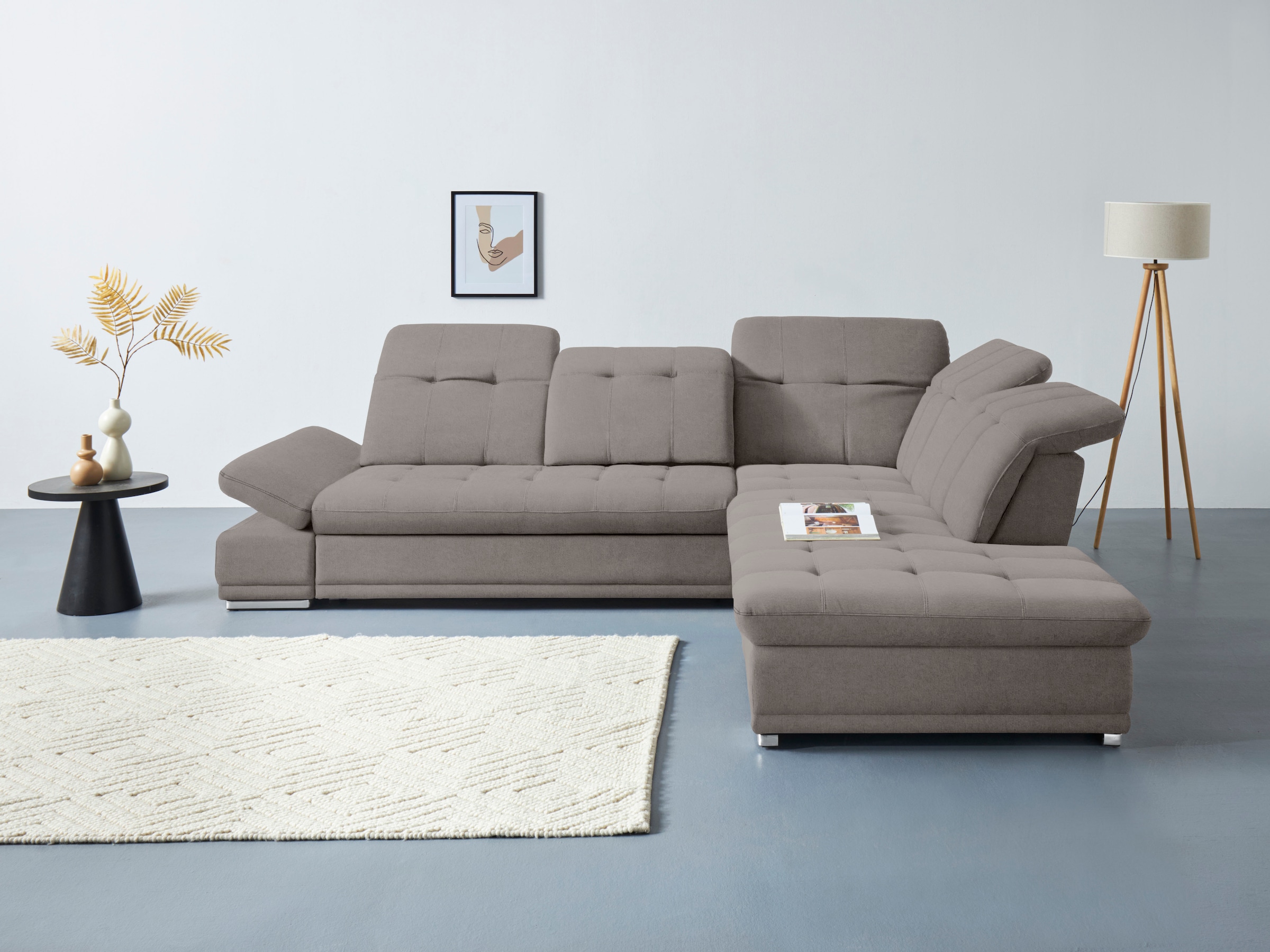 COTTA Ecksofa "Holiday L-Form mit Sitztiefen-, Armteil- und Kopfteilverstellung" wahlweise mit Schlaffunktion & Bettkasten
