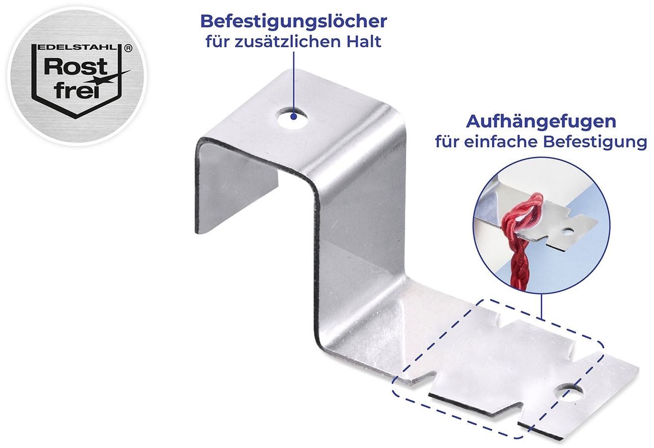 Maximex Fensterhaken »8er Set«, zum Einhängen an Fenstern & Türen, für Rahmen bis 1,8 cm, Edelstahl