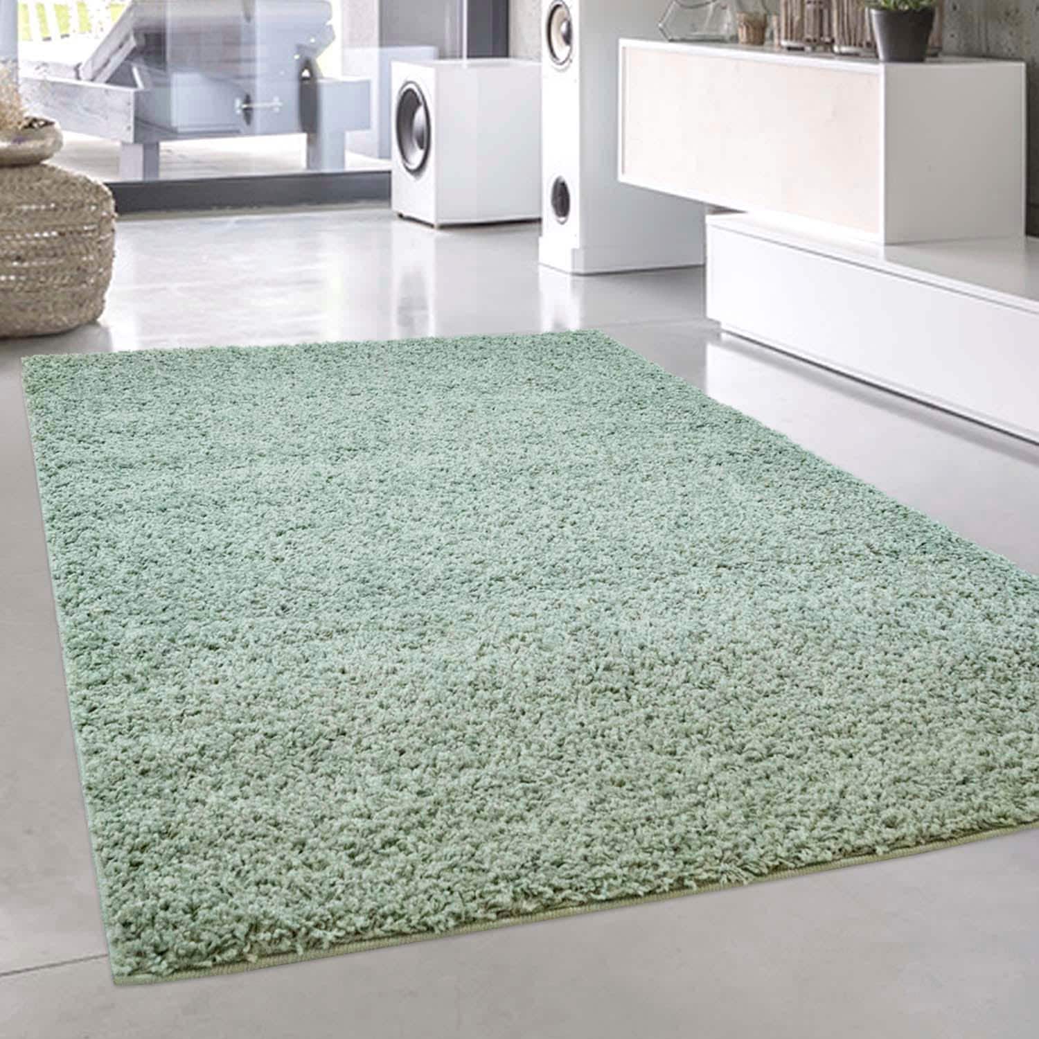 Hochflor-Teppich CARPET CITY, B:300cm H:30mm L:400cm, grün, Kunstfaser, Teppiche, "Pastell Shaggy300", Shaggy Hochflor Teppich, Uni Farben, Weich