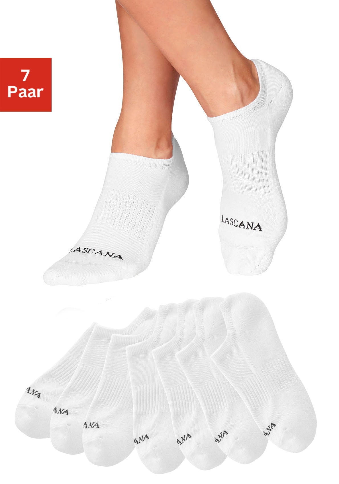 LASCANA ACTIVE Sneakersocken "Kurze Sportsocken, Atmungsaktive Laufsocken Damen" Packung, Großpackung, 7 Stk. tlg. Füßlinge mit Fußfrottee