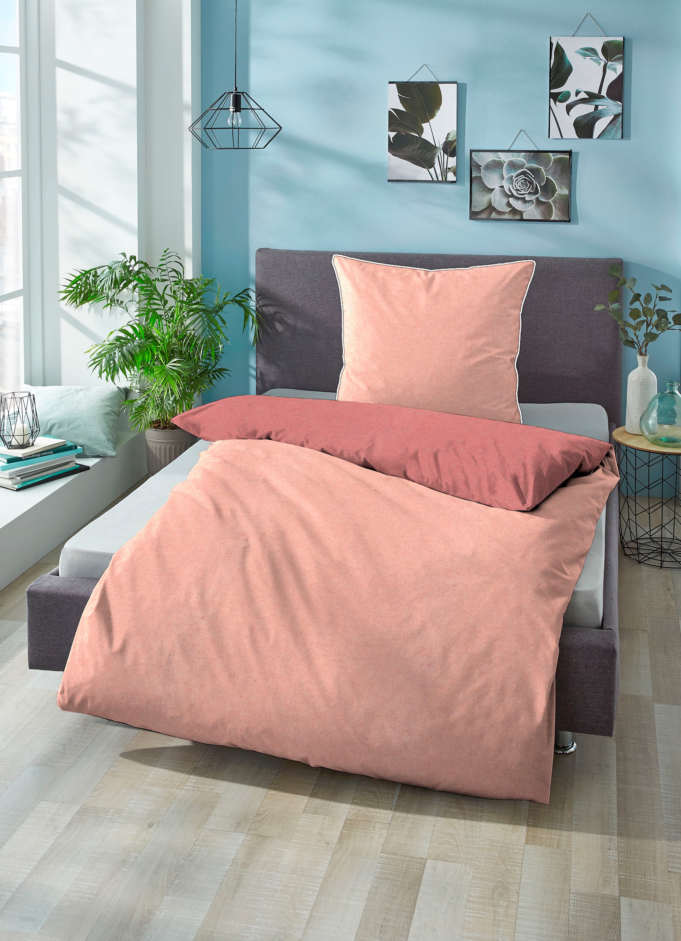 Biberna Wendebettwäsche »Hermal« 2 Stk. tlg. Flanell in Melangeoptik, Winterbettwäsche, Made in Germany